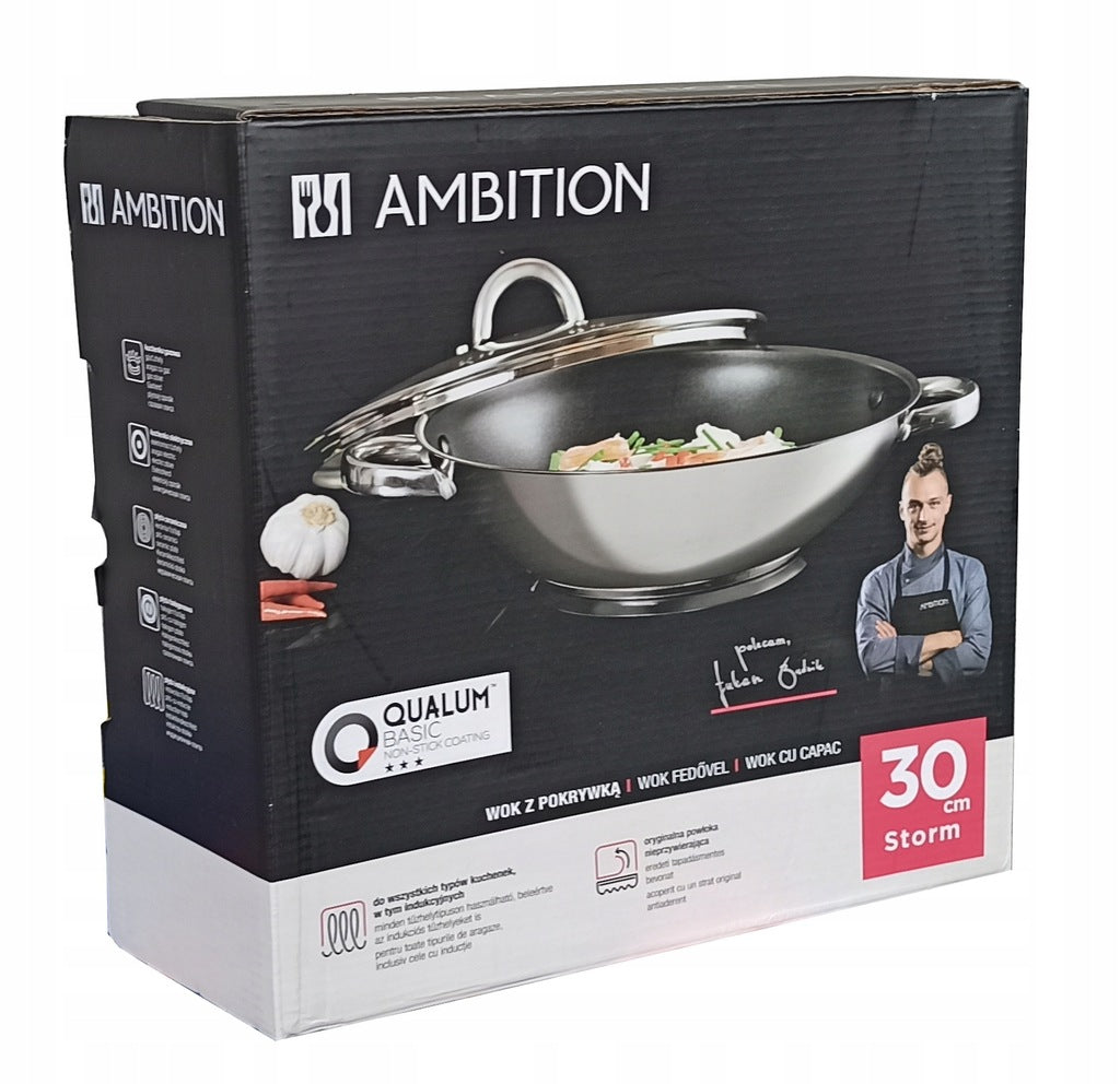 Pan Wok Steel Ambition Storm 30Cm Lid