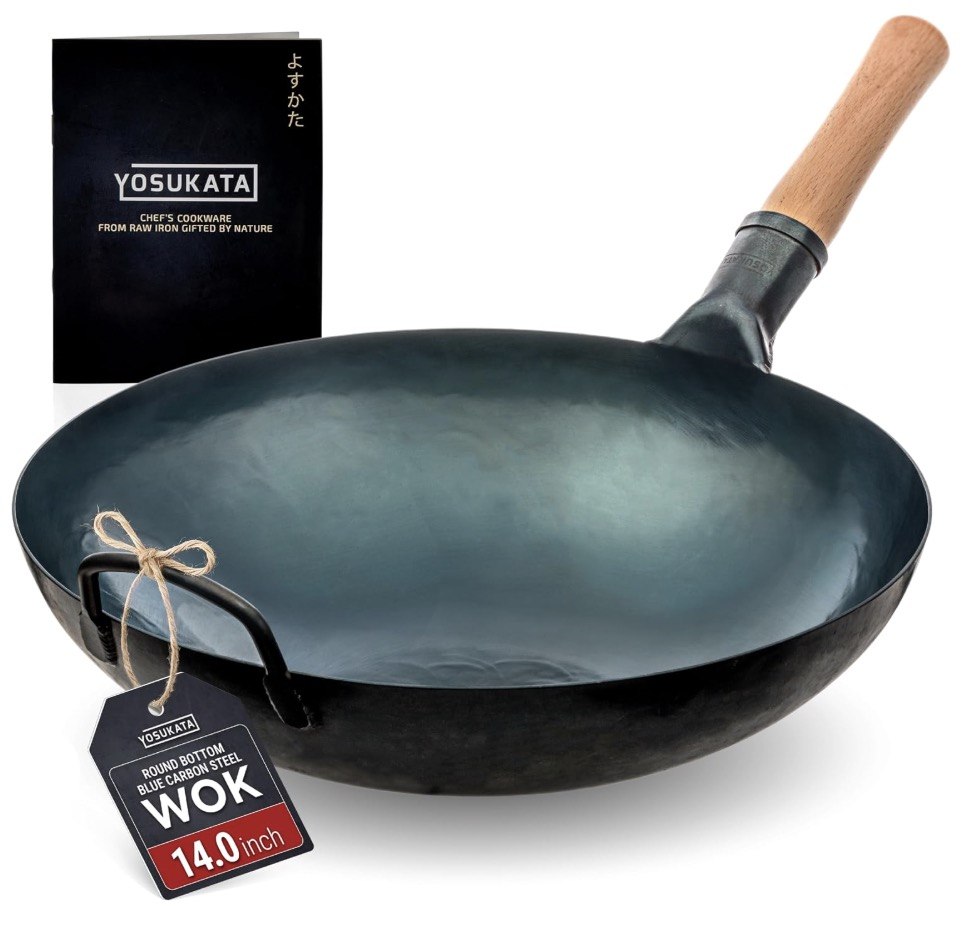 Pan Wok YOSUKATA 36 cm carbon steel Blue gas BBQ round bottom