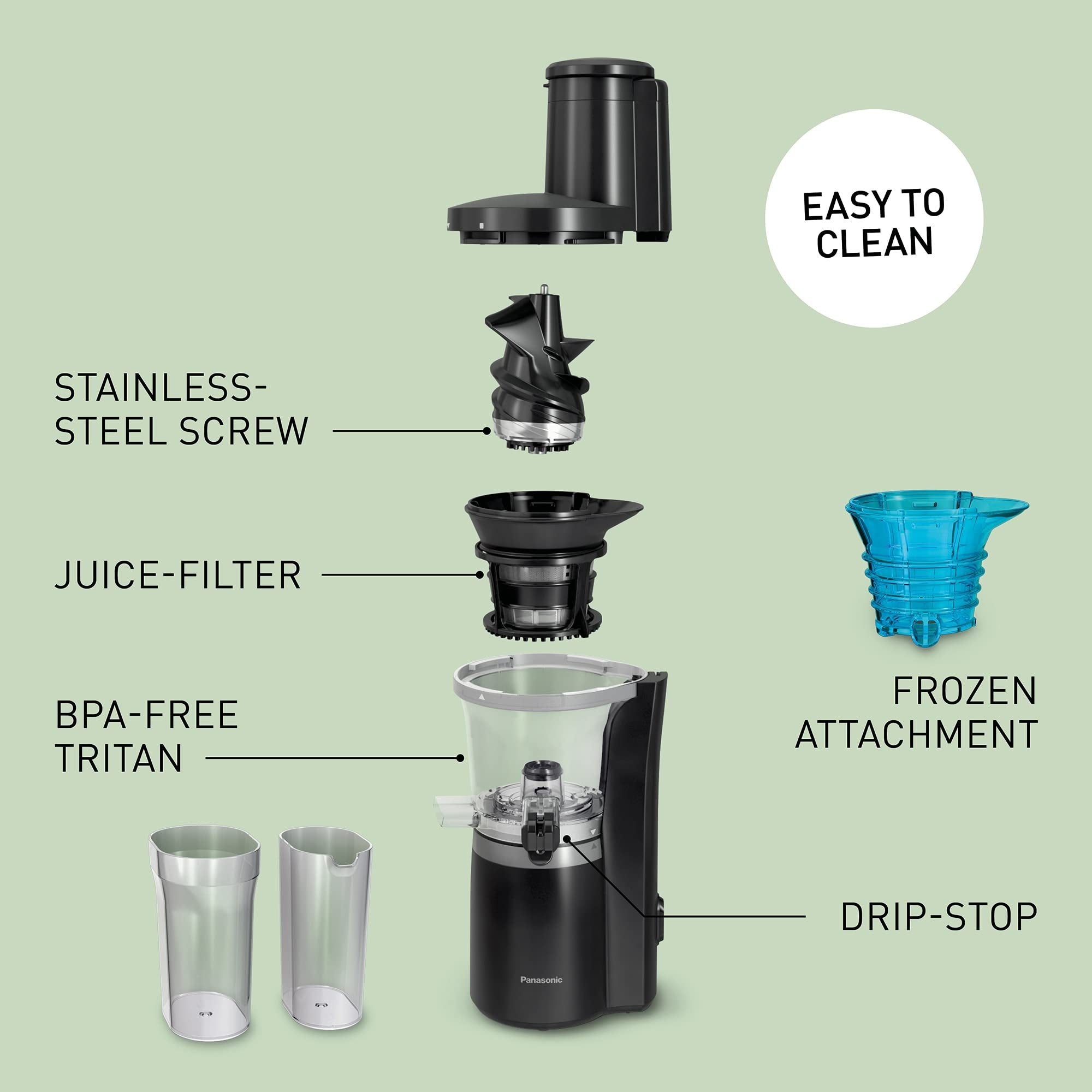 Panasonic B07PJKRJMM Slow Juicer, Dominant color black