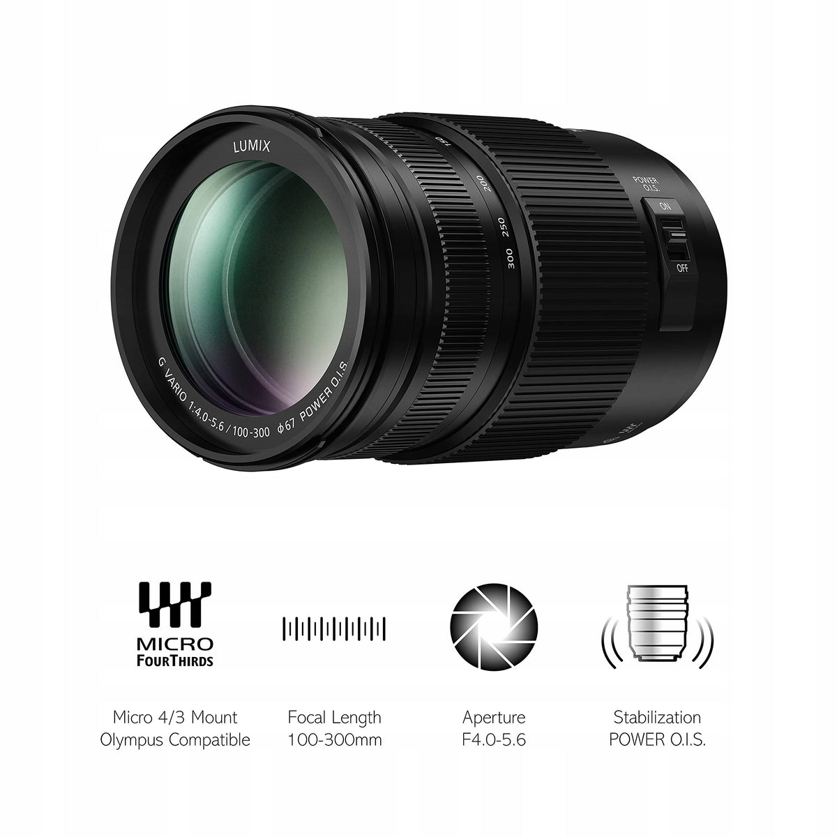 Panasonic Lumix G H-FSA100300E 100-300mm Telephoto Lens Black Micro 4/3 Brand Panasonic
