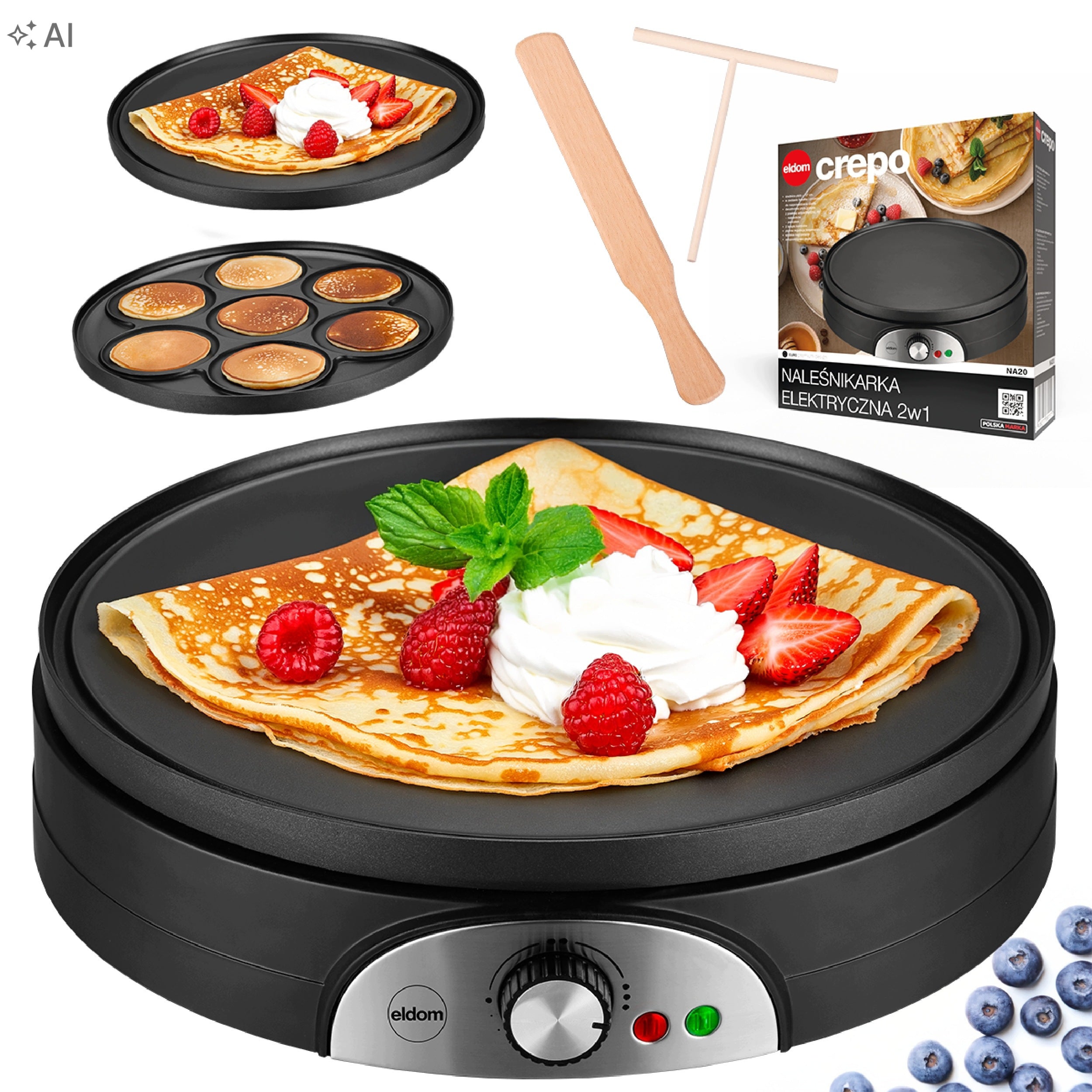 Pancake Maker Pancakes 1500W 37cm 2in1 ELDOM NA20