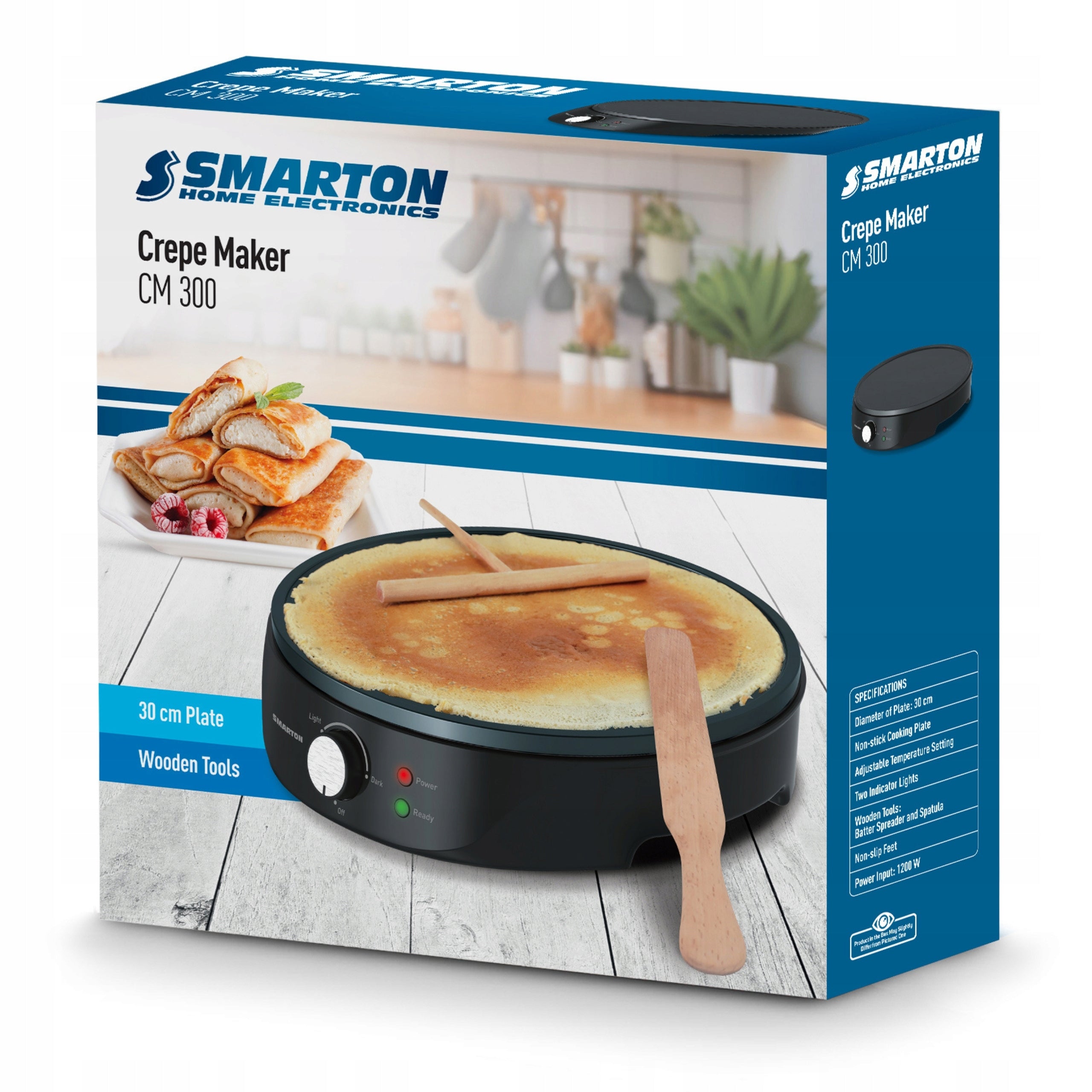 Pancake maker Smarton CM 300 Non-stick plate TEM ADJUSTMENT 30cm 1200W Power rating 1200 W
