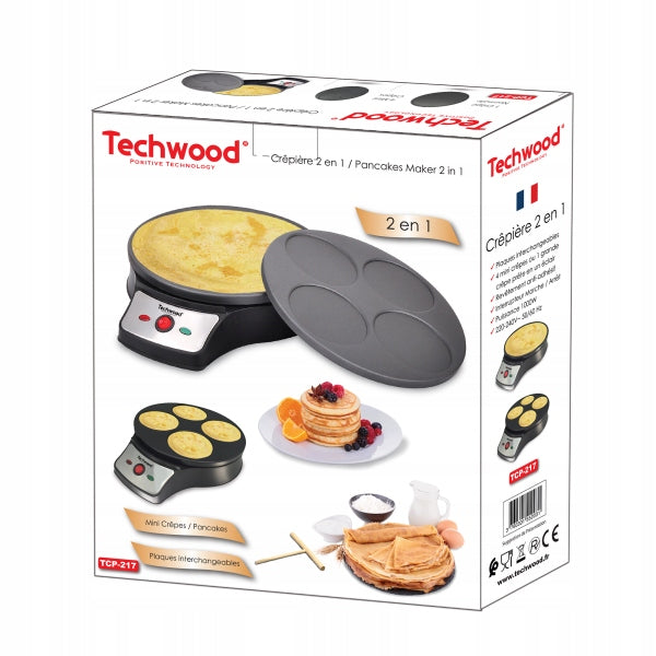 Pancake maker Techwood TCP-217, replaceable plates 26 cm, 1000W Model TCP-217