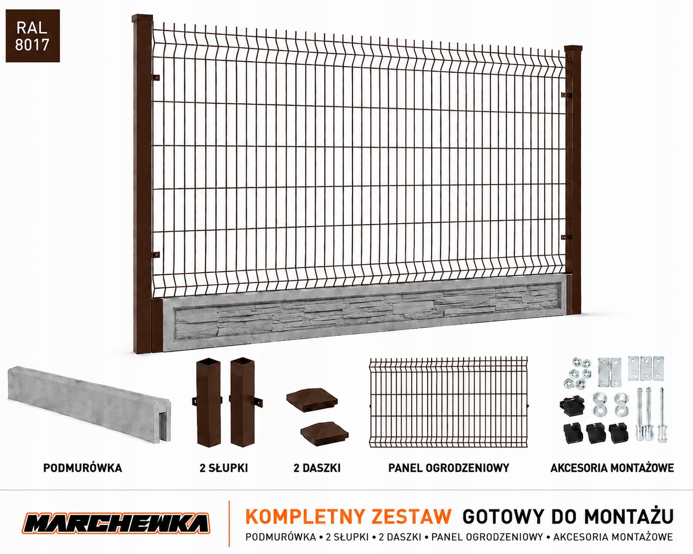 Panel fence 3D brown SET 123x250 FOUNDATION POST wire 5mm