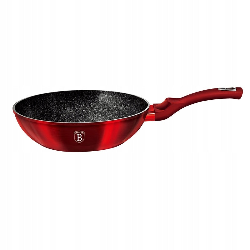 Pánev WOK s mramorovým povrchem 30 cm Burgundy Metallic Line BH-6166