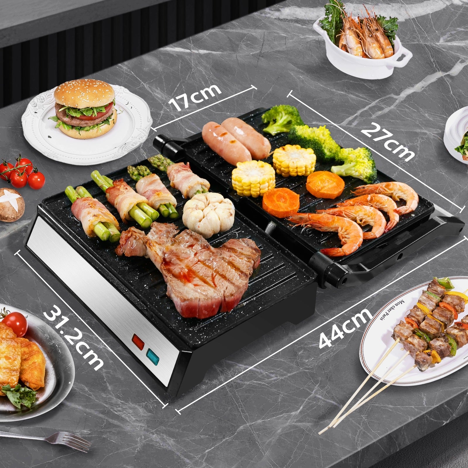 Panini Sandwich Toaster Electric Grill 1500in 3in1 Ceramic Coating Packaging status original