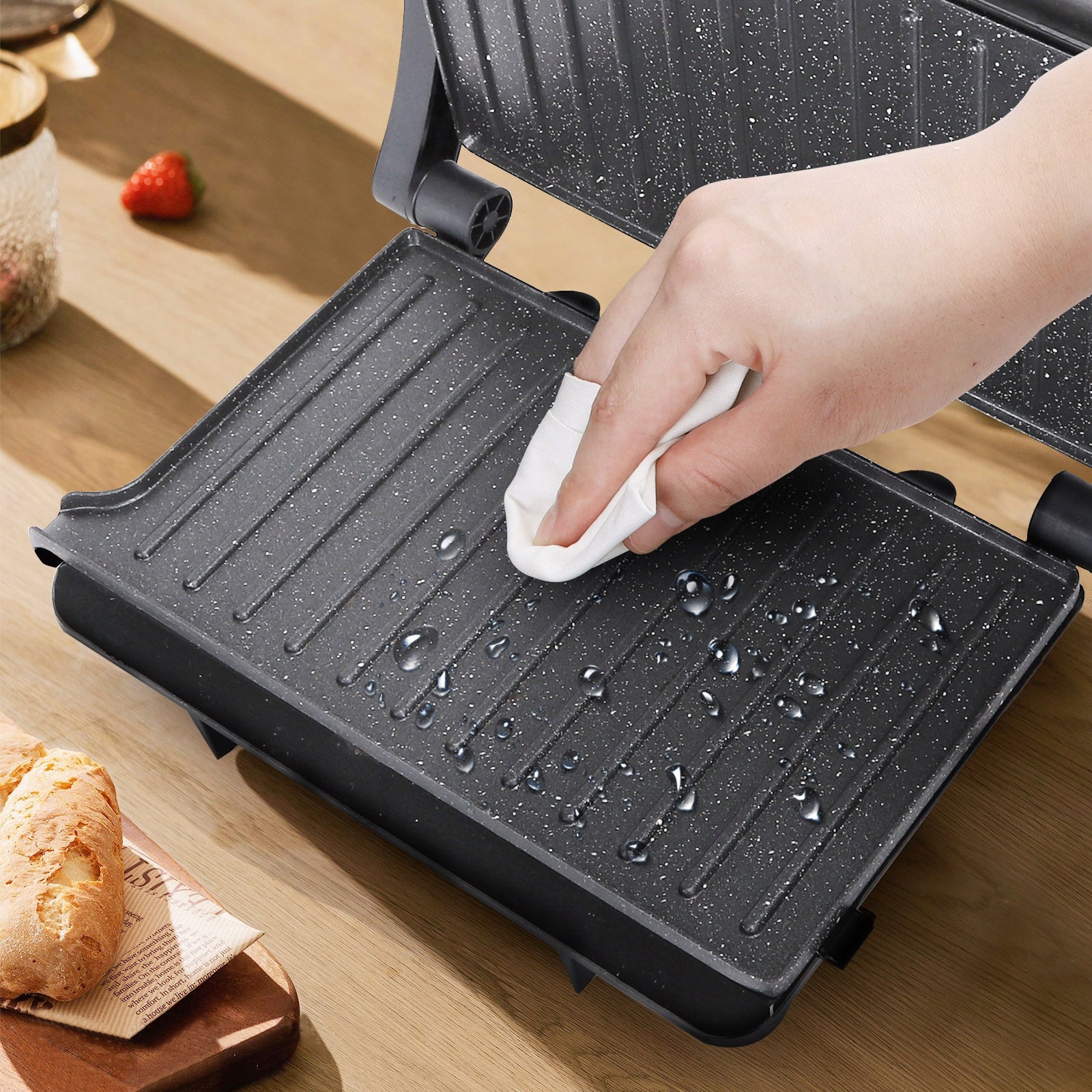 Panini sandwich maker 1000W electric grill 180° ceramic coating Power rating 1000 W