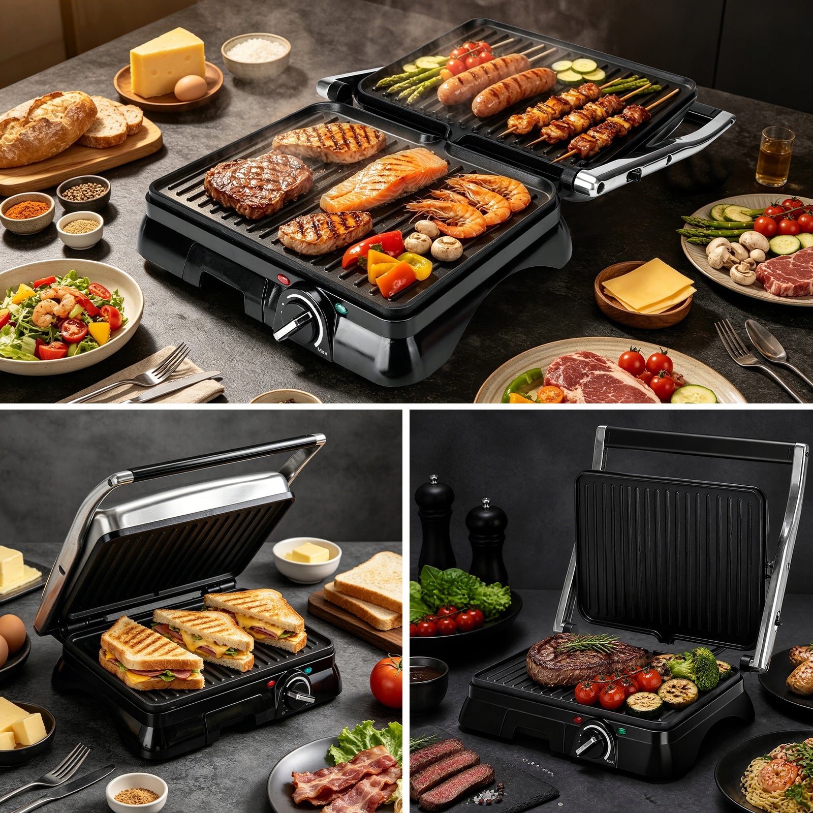 Panini sandwich maker 2000W grill 180° temperature control Packaging status original