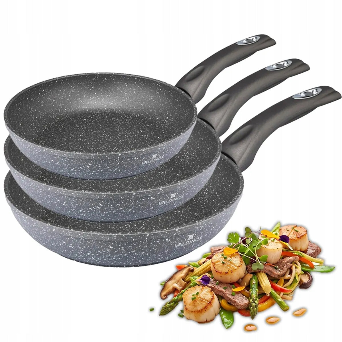 Pans 20/24/28 cm pan set Valdinox Rock induction gas set 3pcs
