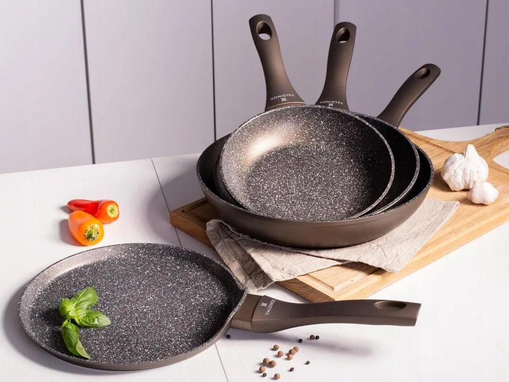 Pans 20/24/28cm pancake pan set induction gas Valdinox Aurum Brand Valdinox
