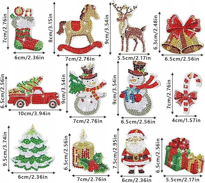 Paper Christmas Tree Pendants Keychains Diamond Embroidery Christmas 38 Pcs EAN (GTIN) 5906349273523
