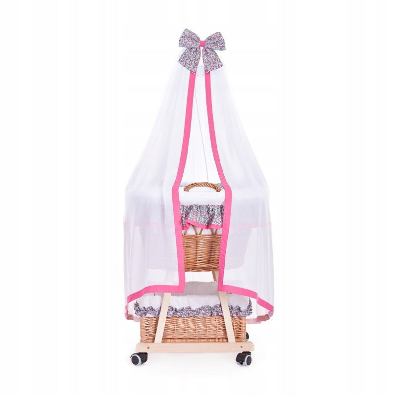 Papilio Wicker Baby Stroller with Pink Hem, Canopy Brand no brand