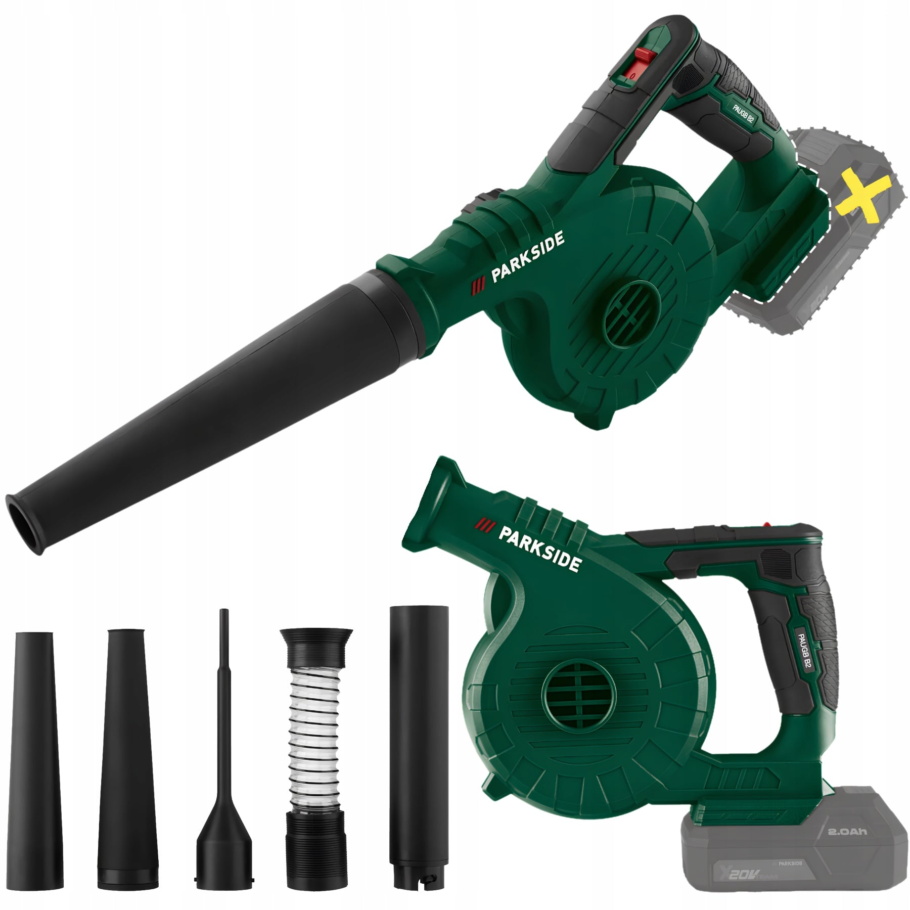 Parkside PAUGB B2 20V Cordless Leaf Blower + Accessories