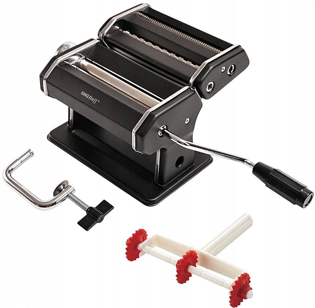 Pasta machine 3in1 KINGHoff 150mm 2 blades Black Rolling Slicing