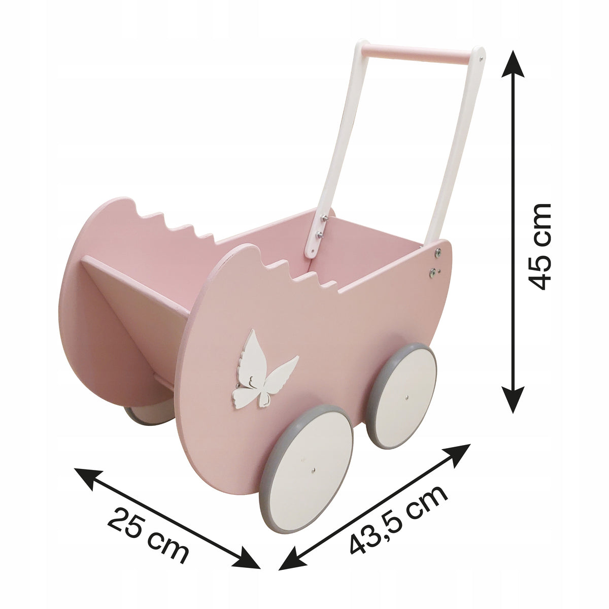 Pastel Wooden Doll Stroller Pusher Ivy Pink White Toy Manufacturer code Z005931