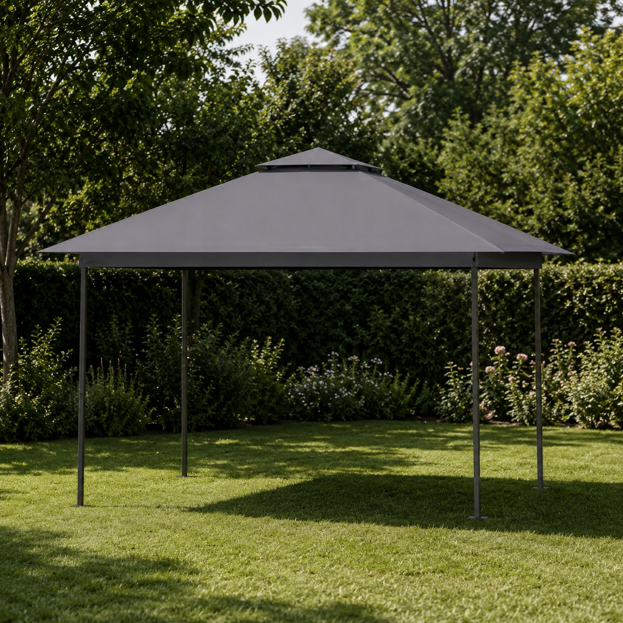 Pavilion Garden Tent Pergola for Terrace Anthracite Grey 4x4m Waterproof Length 394 m