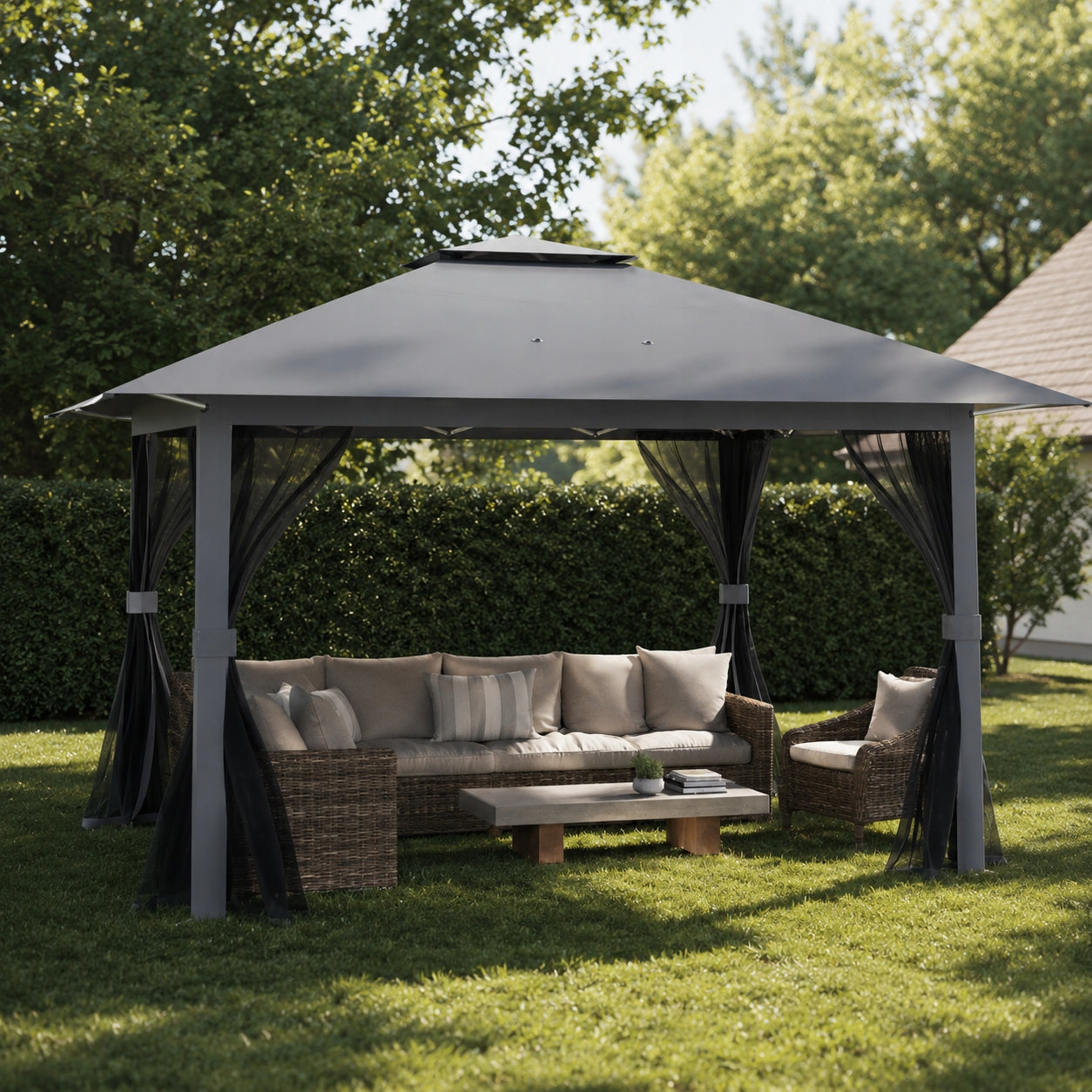 Pavilion Garden Tent Pergola for Terrace Anthracite Grey 4x4m Waterproof Manufacturer code NP12382GR