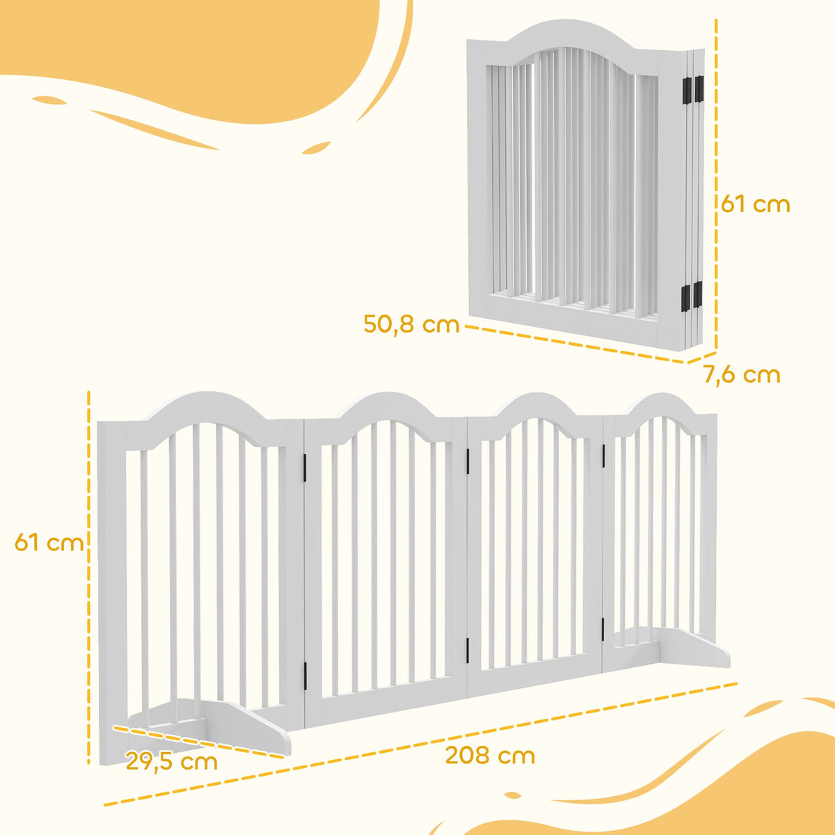 PawHut 4-Piece Dog Goal with Supports, Stable, White Brand PawHut