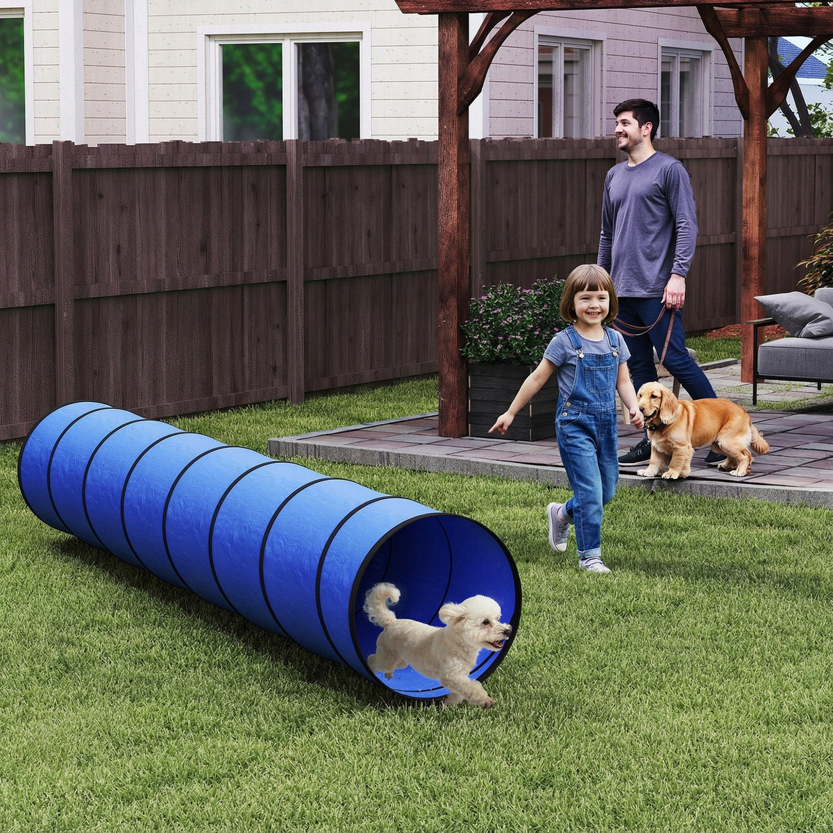 PawHut Agility tunnel for dogs 300 x 50cm, with 4 ground anchors, blue Packaging status original