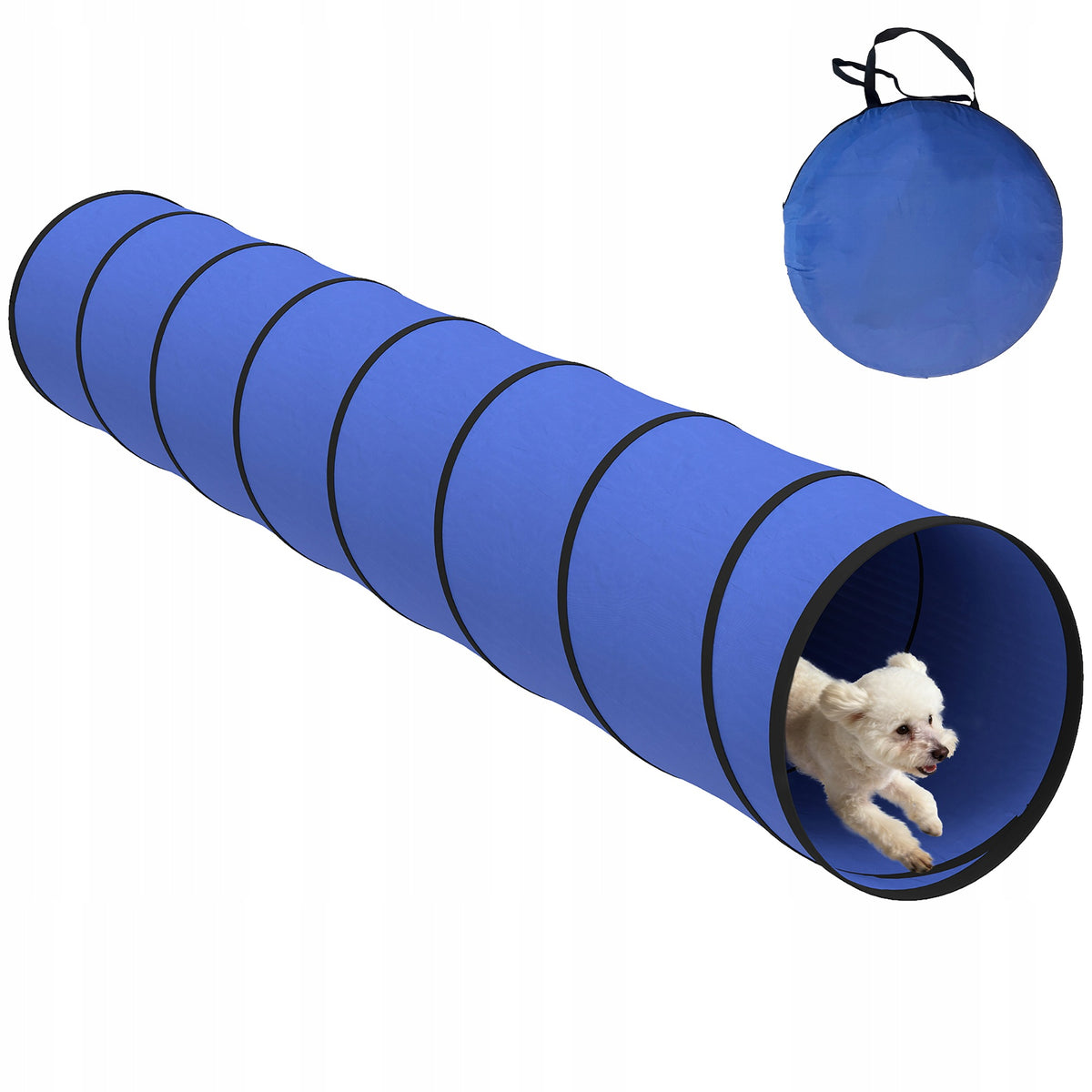 PawHut Agility tunnel for dogs 300 x 50cm, with 4 ground anchors, blue
