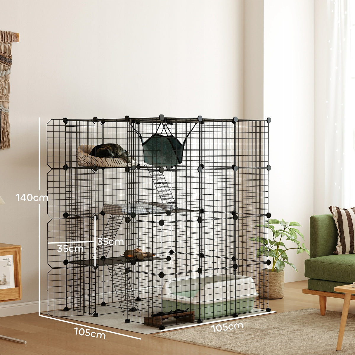 PawHut DIY 4-Tier Cat Cage with Hammock, Ramps and Door Manufacturer code D51-453V00BK