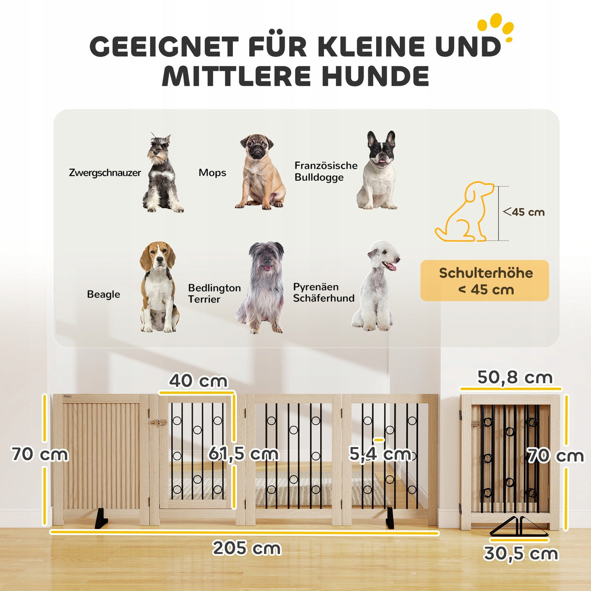 PawHut Dog Fence Freestanding Folding 70x205cm, 4 Panels Packaging status original