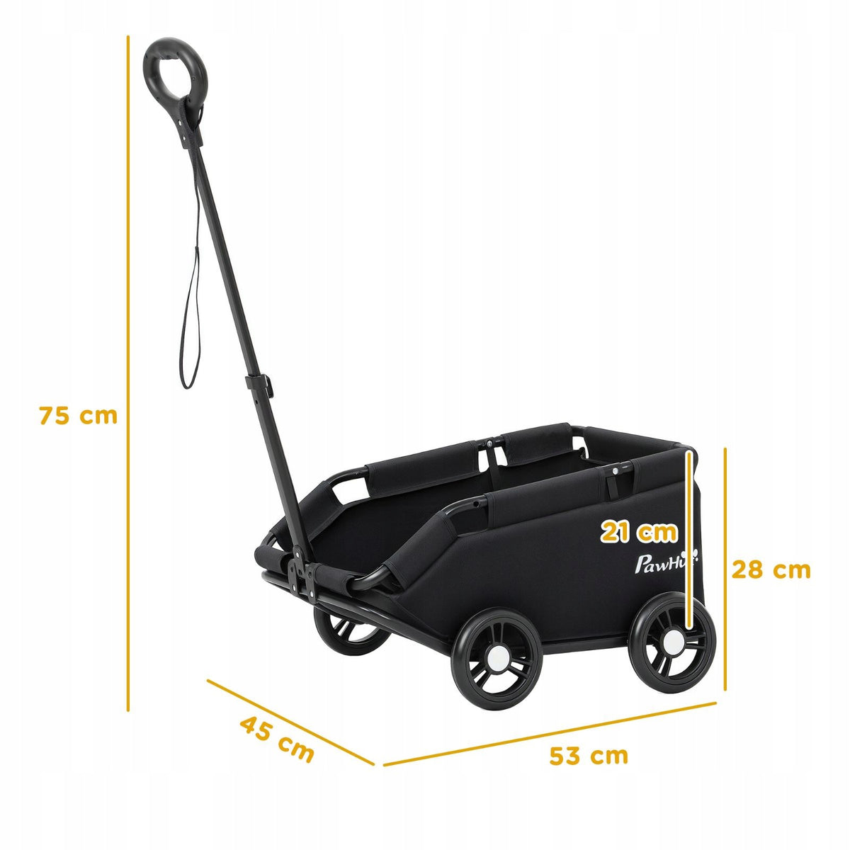 PawHut Dog Stroller, Folding, for Small Dogs up to 4 kg, Black