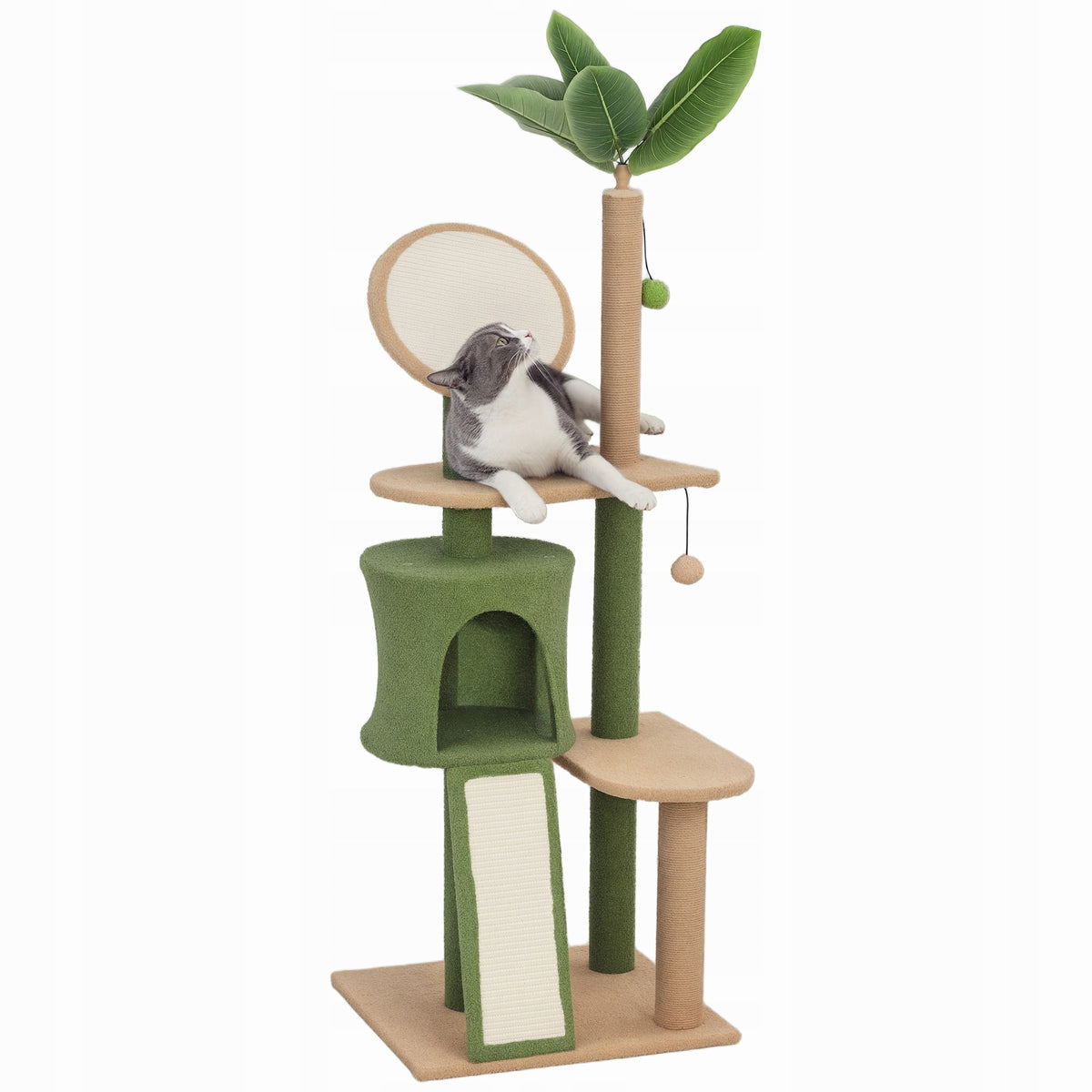 PawHut Leaf shaped cat scratcher, height 139 cm, green
