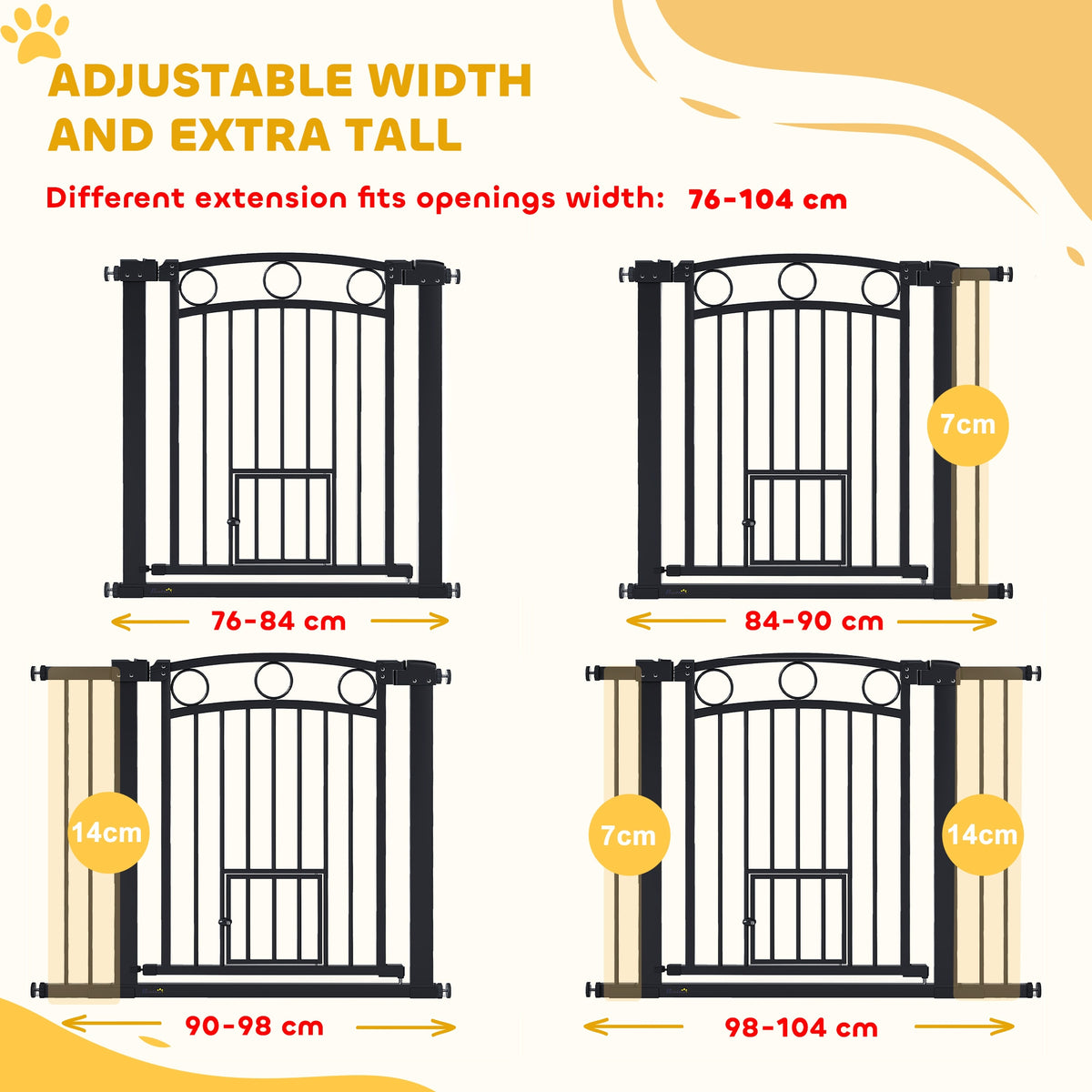 PawHut Safety gate, 76-104 cm stair gate, safety gate Brand PawHut