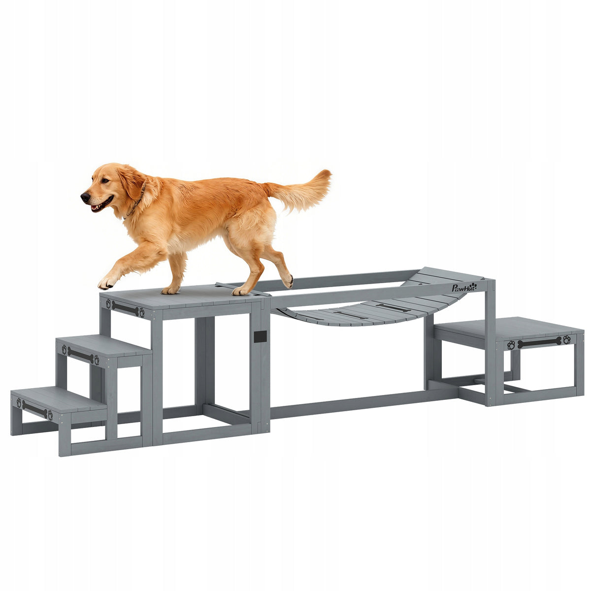 PawHut agility set for dogs, 3-piece set with bridge and stairs