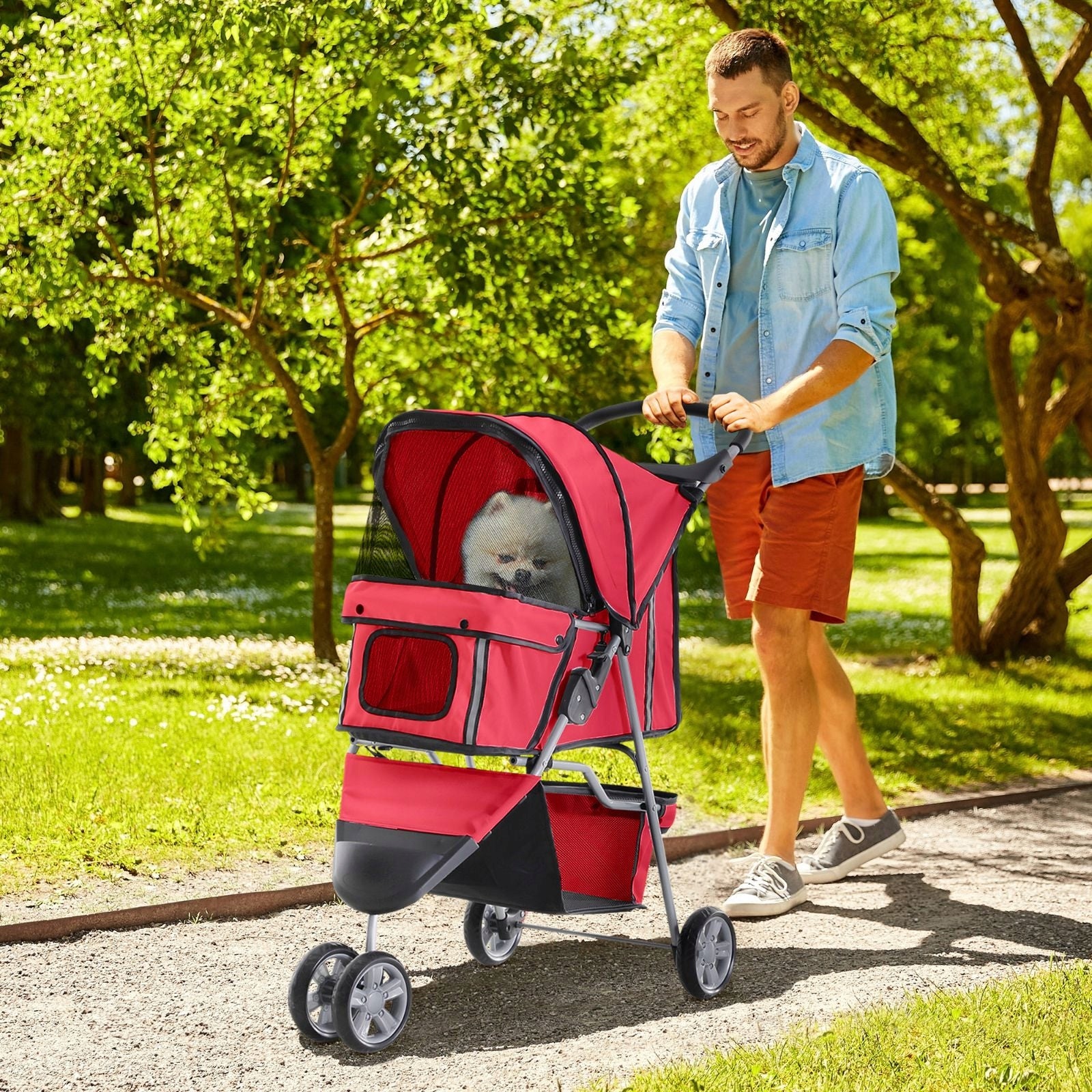 PawHut dog and cat stroller folding up to 10 kg red Brand no brand