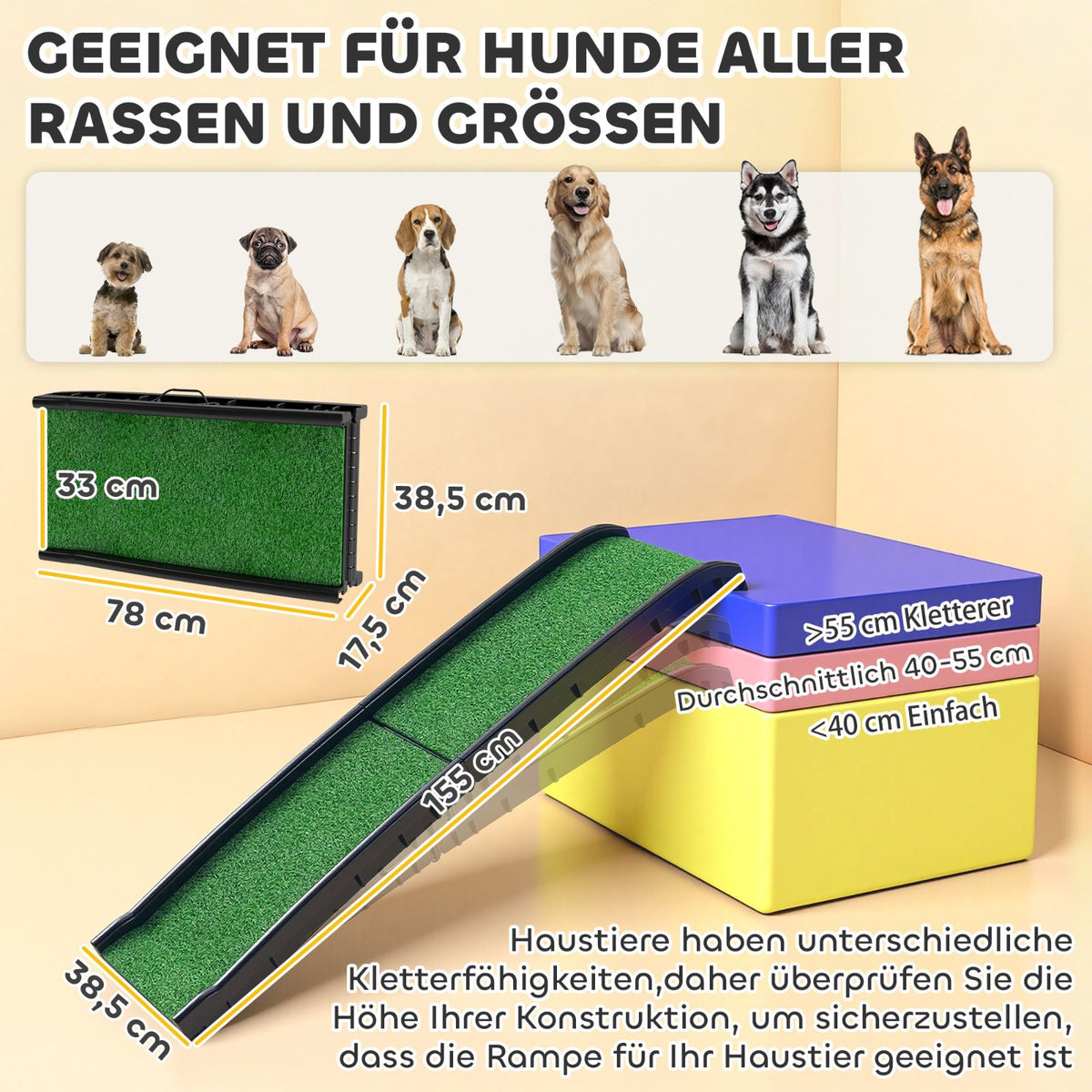 PawHut folding dog ramp, non-slip, 155x38,5x15,5 cm Manufacturer code 26044211001