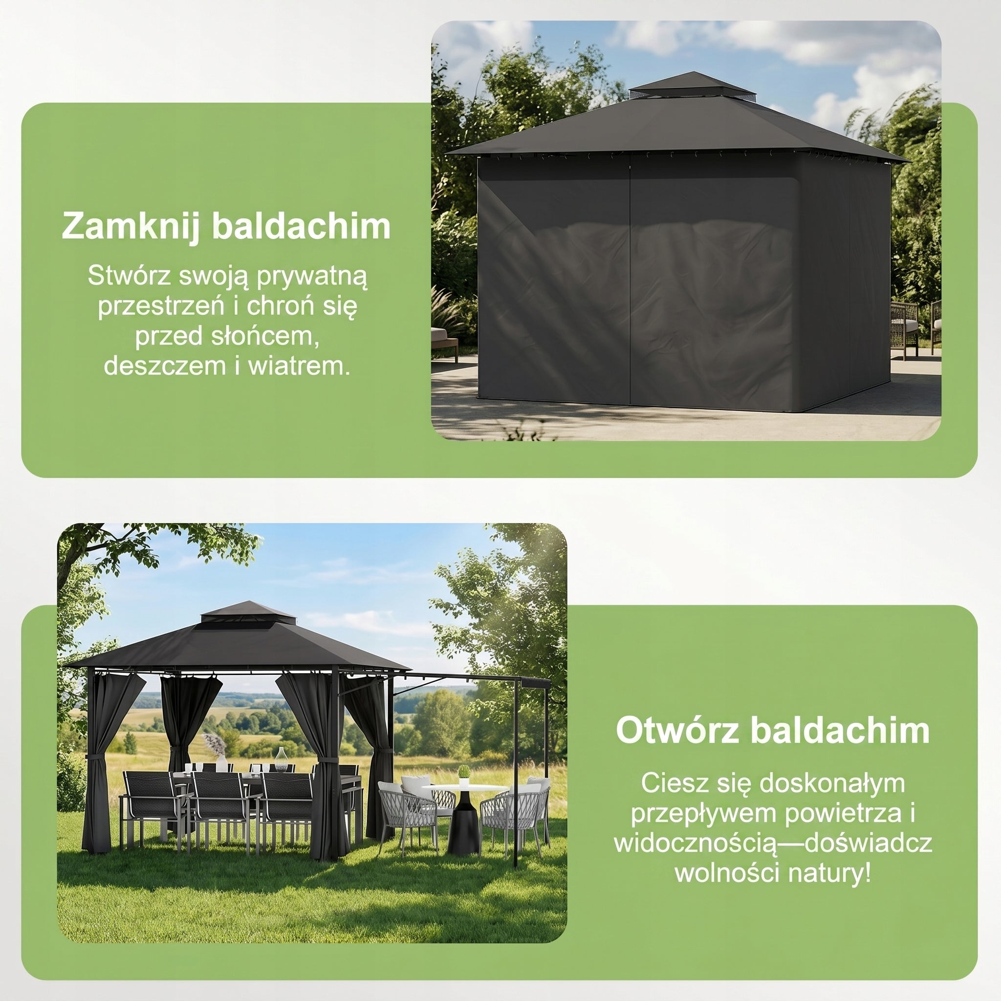 Pawilon zewnętrzny z rozsuwanym daszkiem i dwuwarstwowymi dachówkami Width 300 m