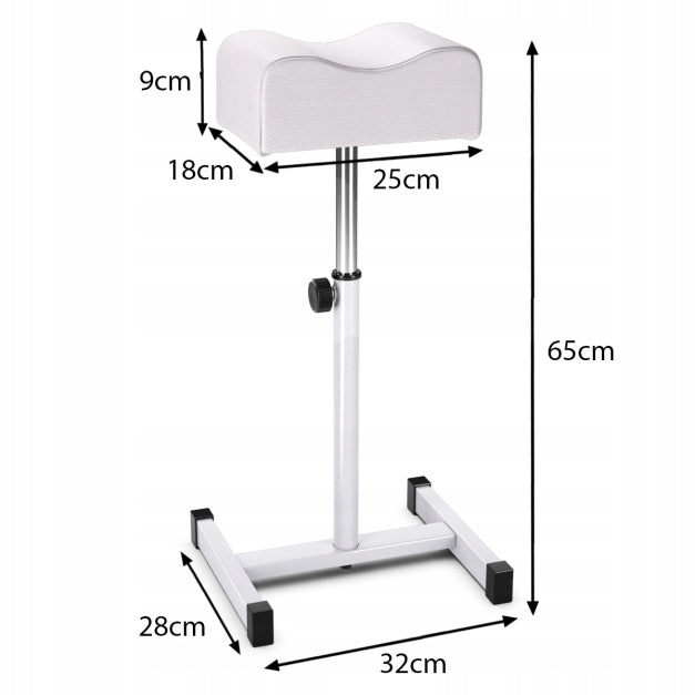 Pedicure Cosmetic Stool with Adjustable Height Footrest Upholstery color white