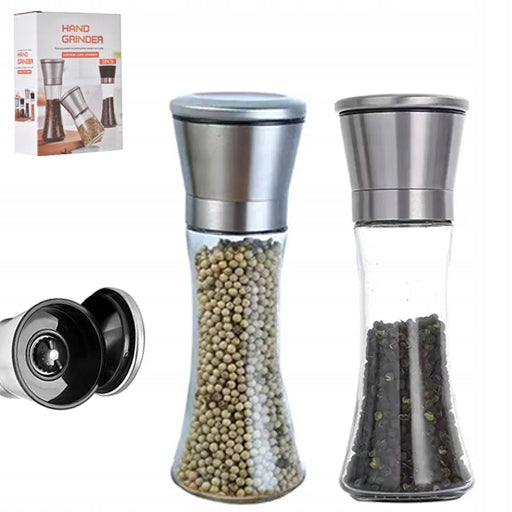 Pepper and Salt Grinder Spices Manual 2pcs LARGE Container