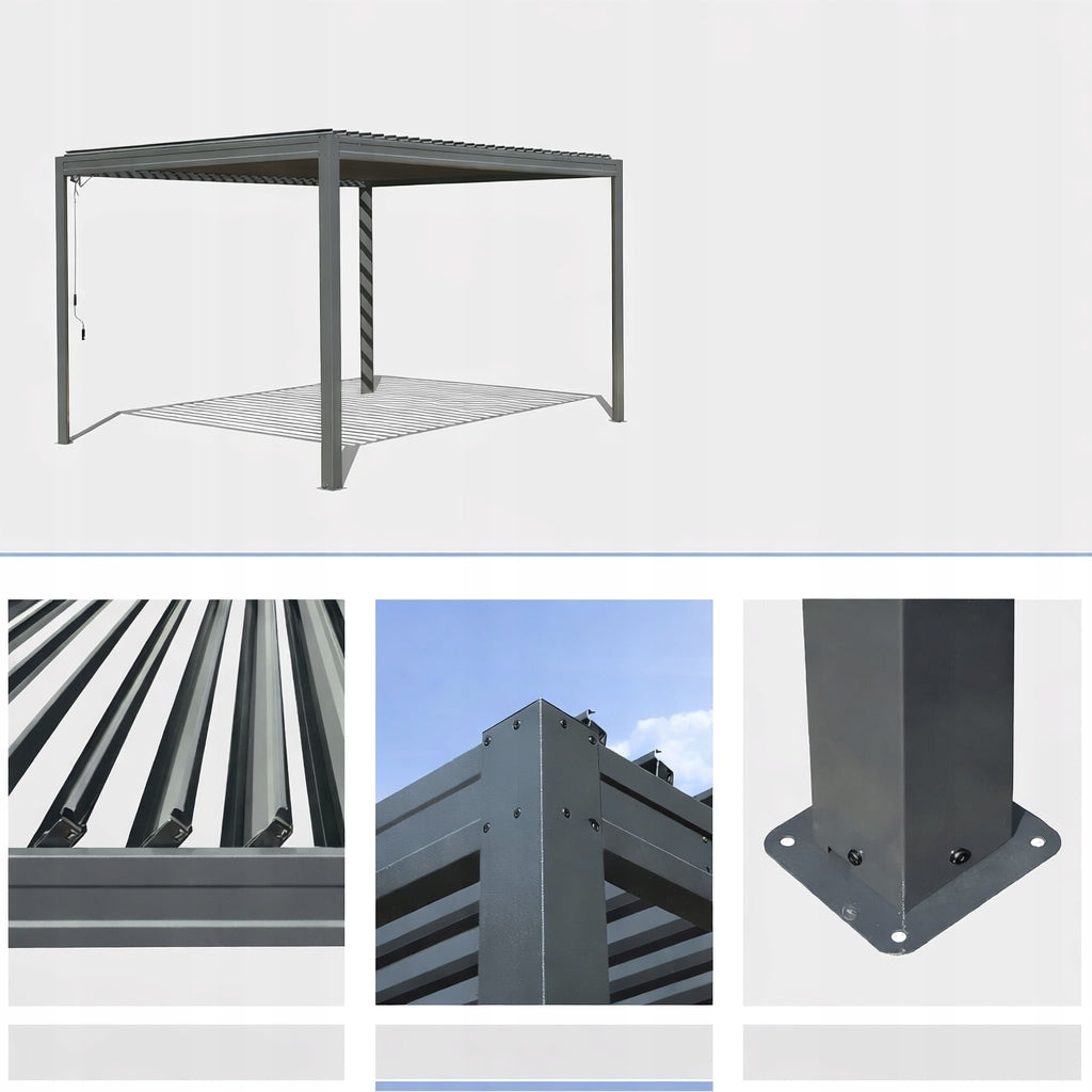 Pergola Gazebo Aluminum Terrace Canopy 3x3 Corciano garden movable roof Color multicolor