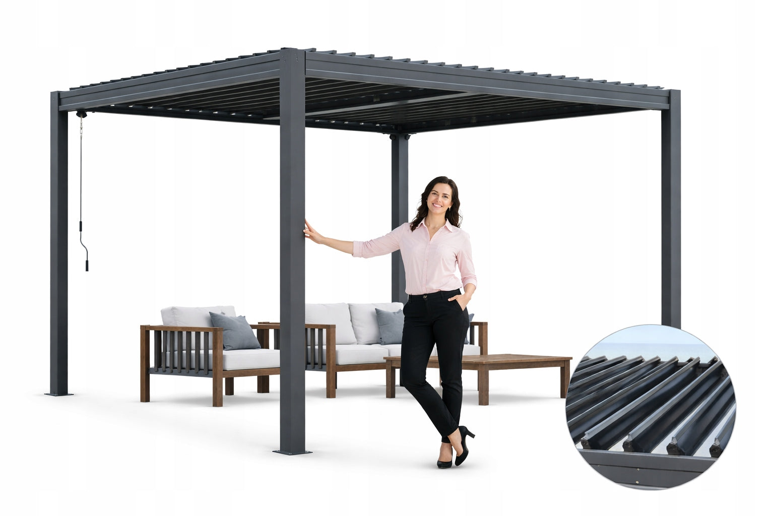 Pergola Gazebo Aluminum Terrace Canopy 3x3 Corciano garden movable roof