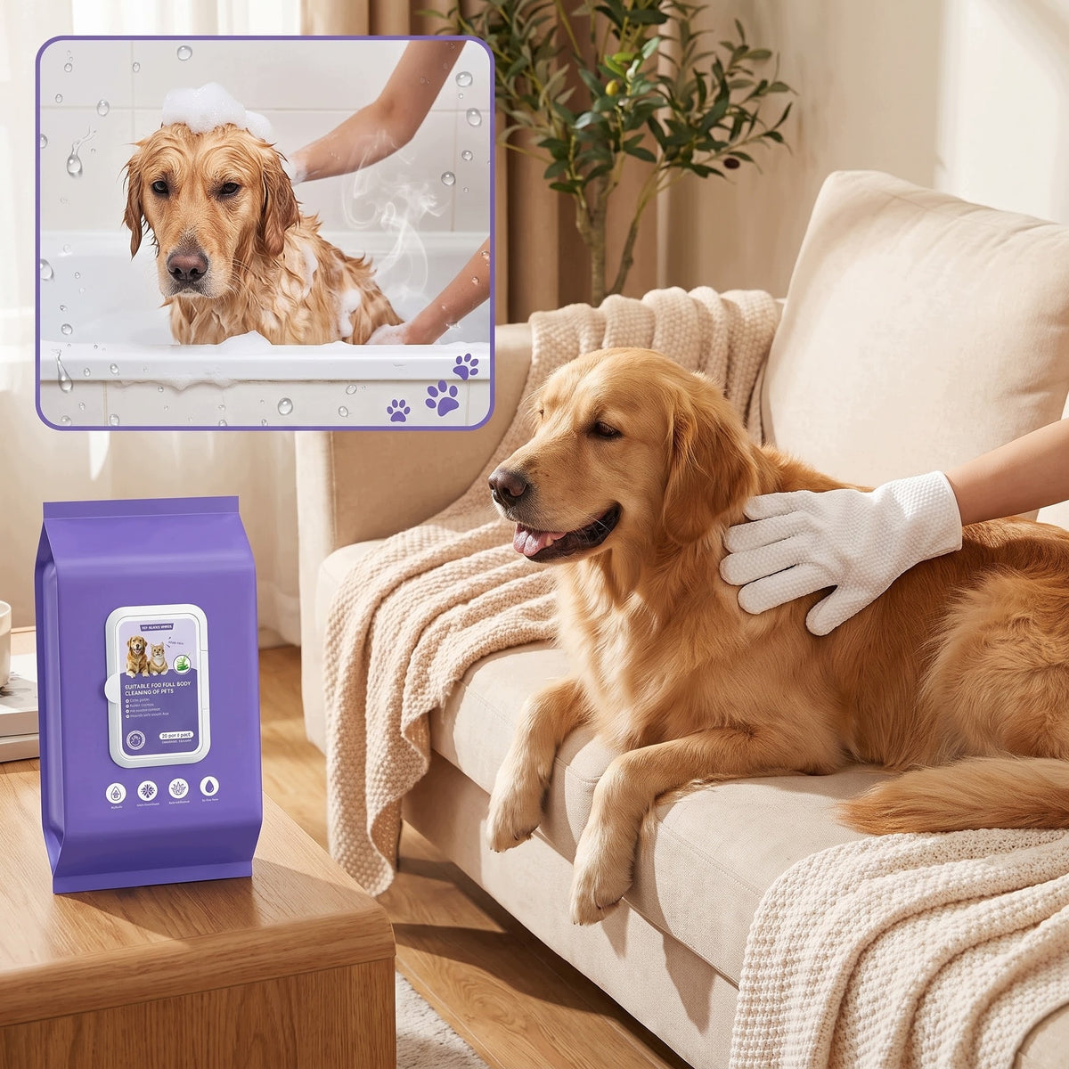 Pet cleaning gloves, wet wipes for dog and cat, without us Manufacturer code ligu