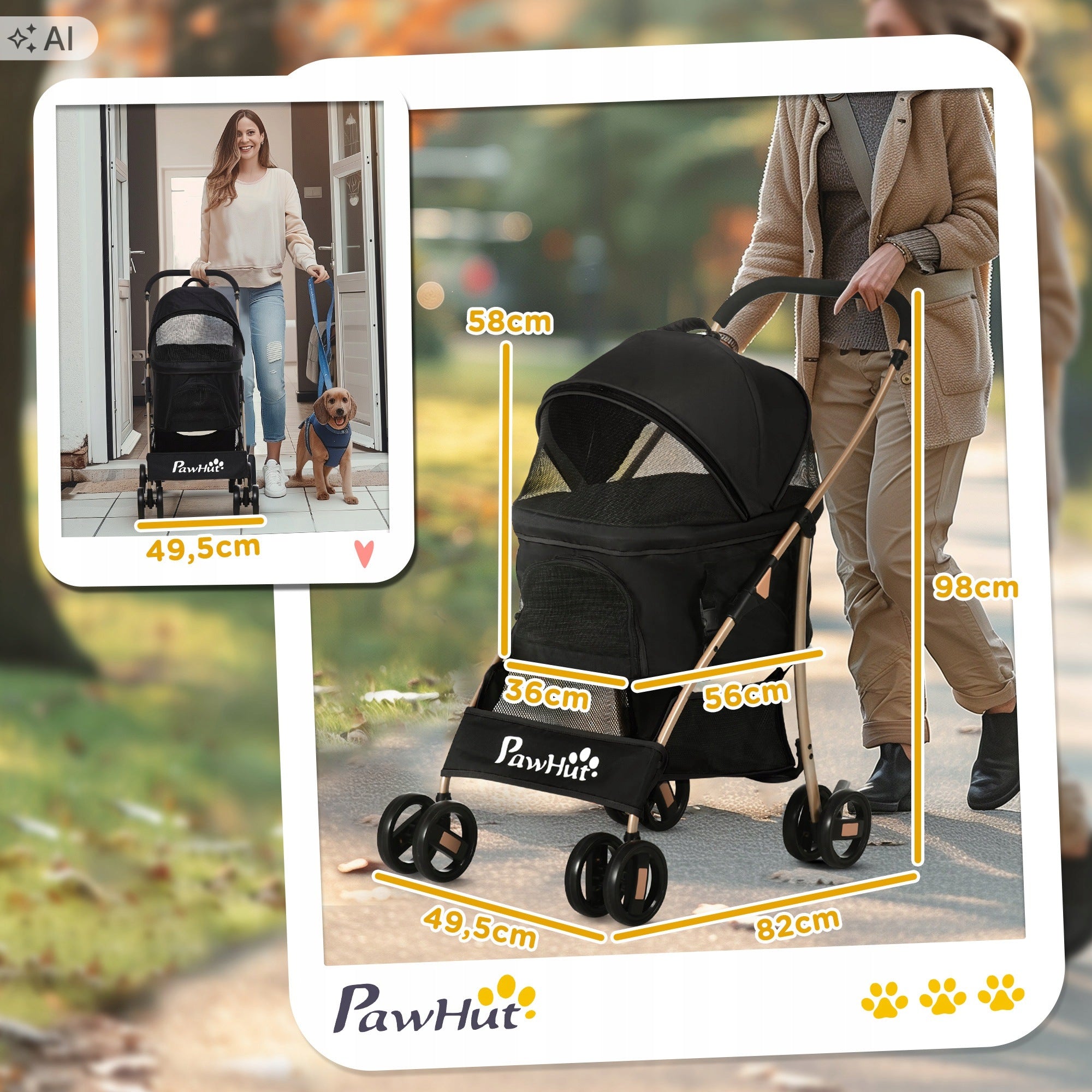 Pet trolley PawHut D00-166V00BK 3in1 Brand PawHut