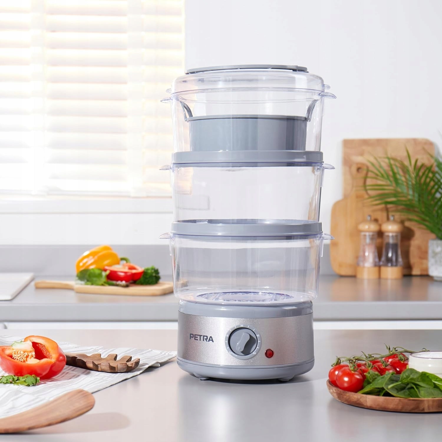 Petra 3-Tier Electric Steamer 7,5 L 500 W BPA Free Timer Ream Bowl Brand Petra