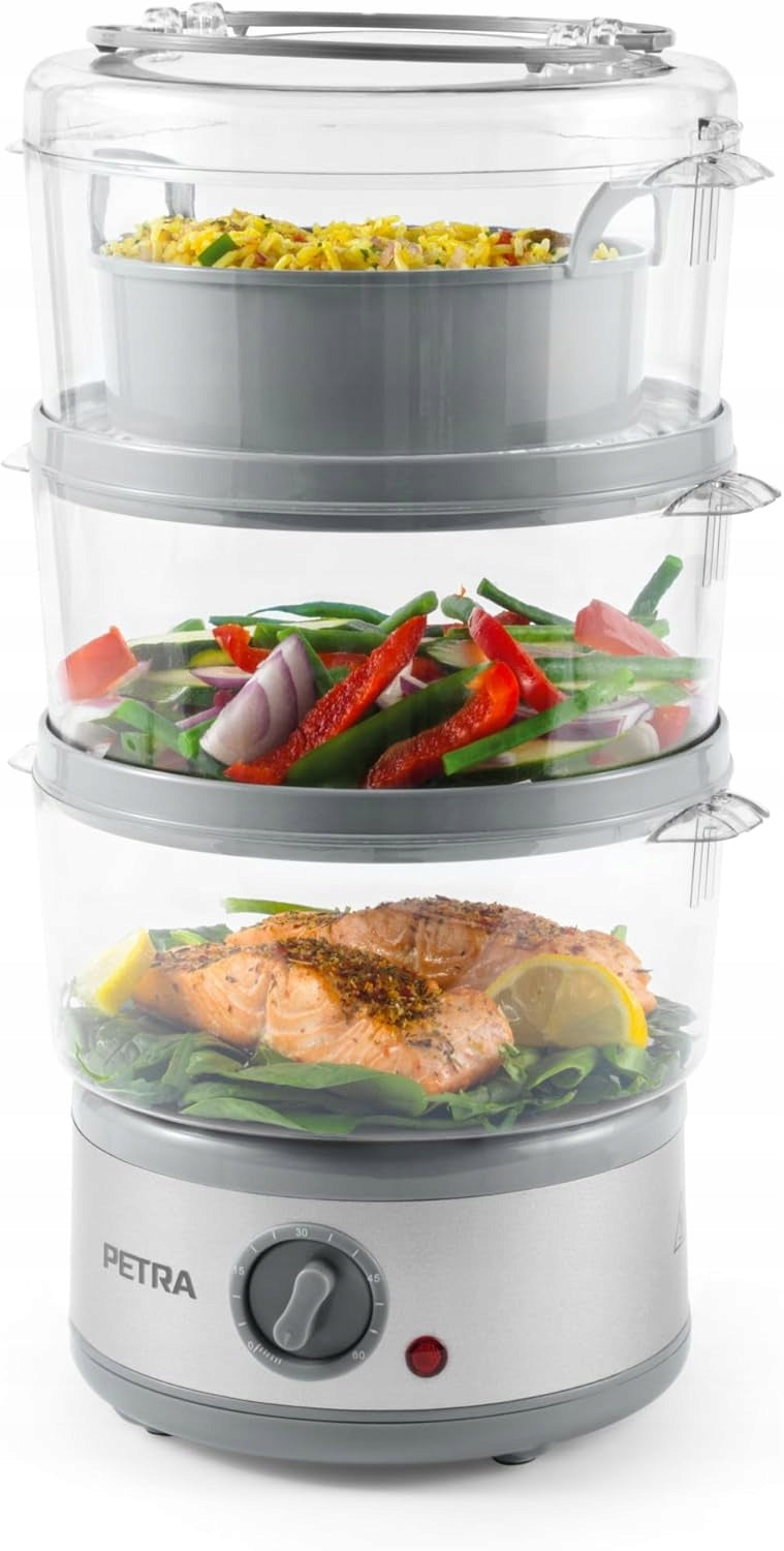 Petra 3-Tier Electric Steamer 7,5 L 500 W BPA Free Timer Ream Bowl