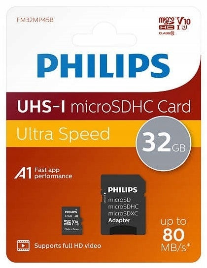 Philips MicroSDHC Card 32GB Class 10 UHS-I U1 + adapter