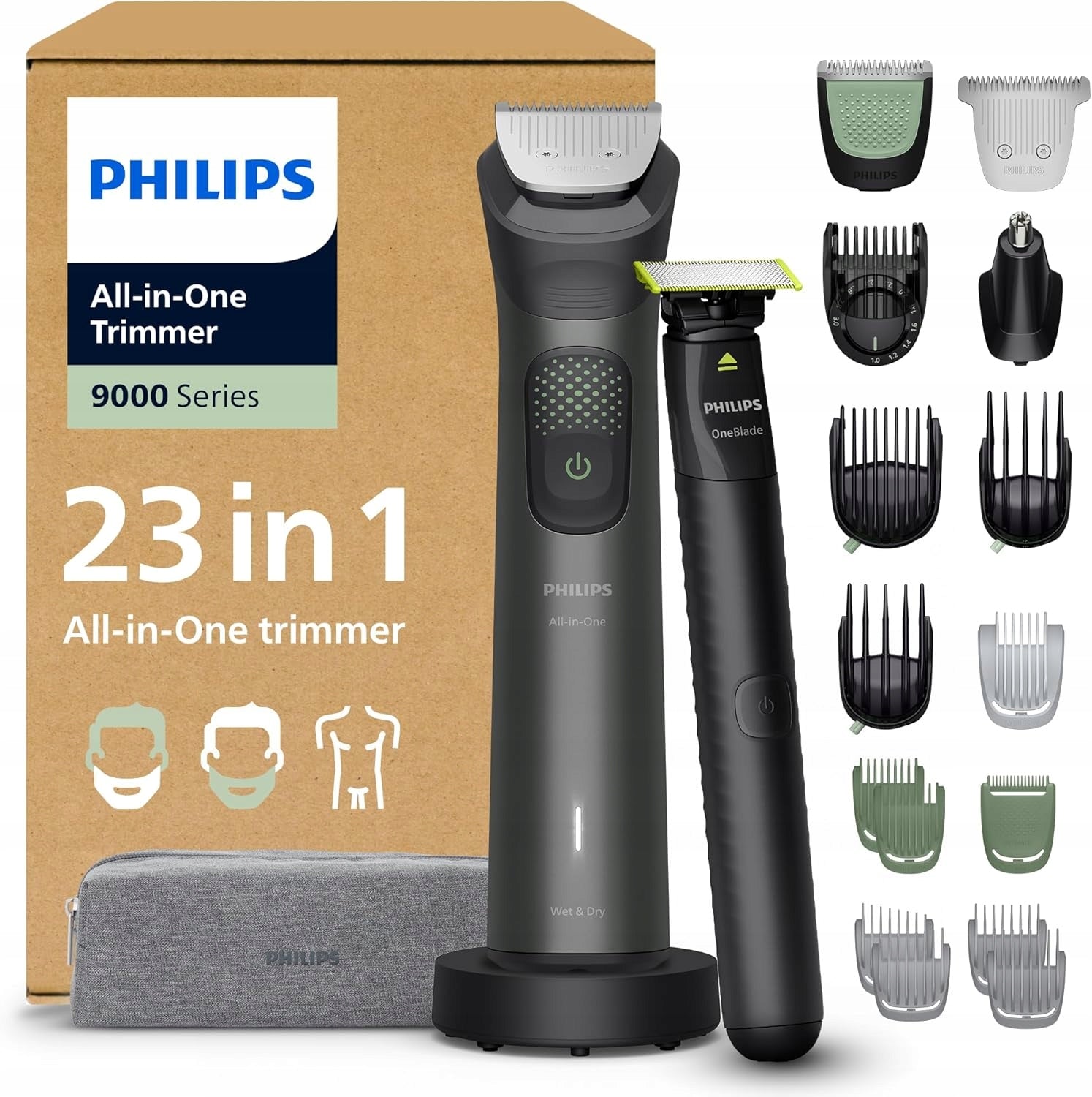 Philips Multigroom 9000 multifunctional trimmer MG9561/30 Wet and dry