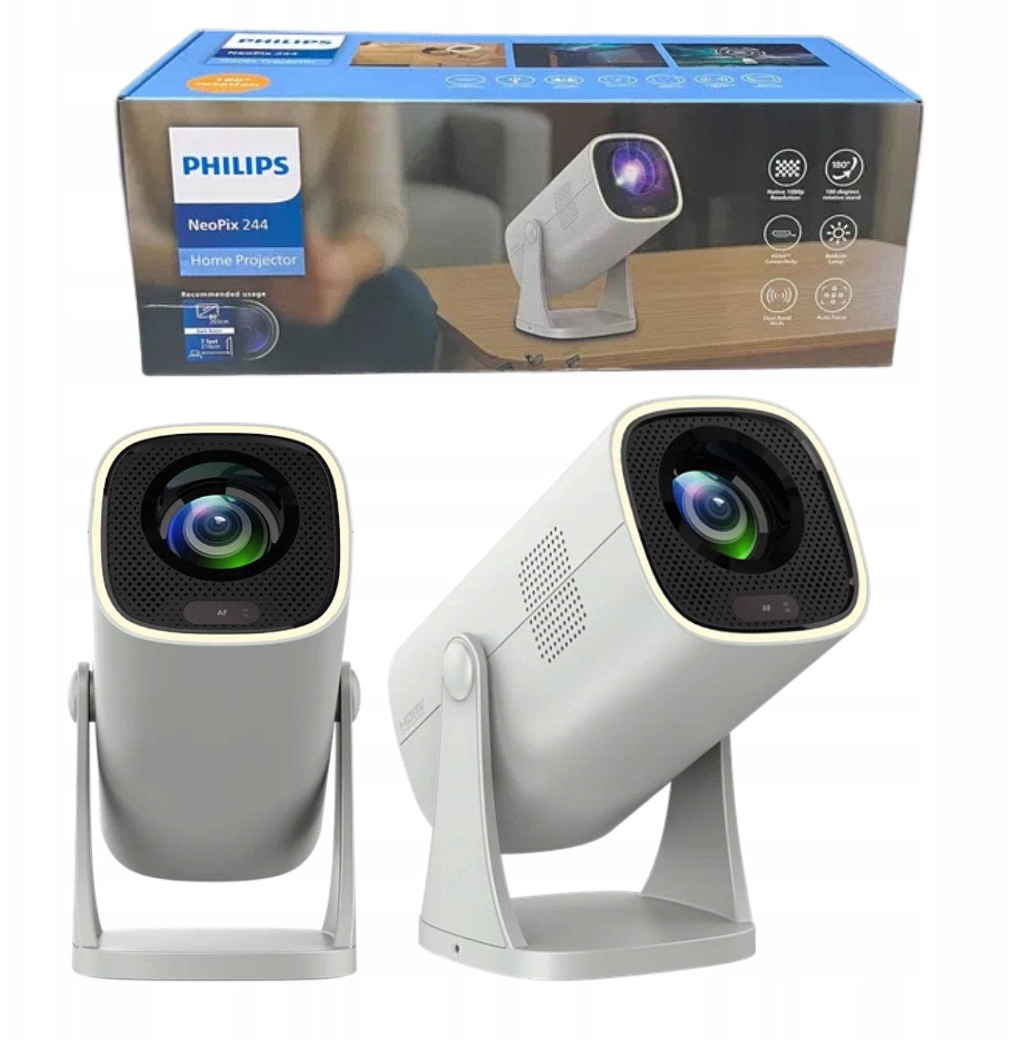 Philips NeoPix 244 Projector, 1920x1080, 1.2:1, 3000:1 , Grey |
