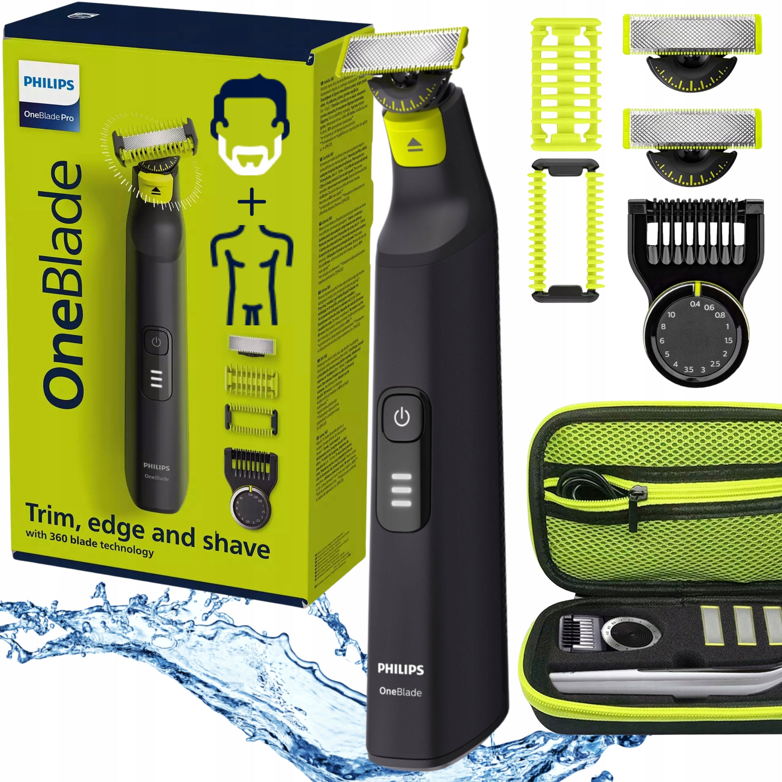 Philips OneBlade PRO 3in1 Electric Beard and Body Trimmer Machine + Case