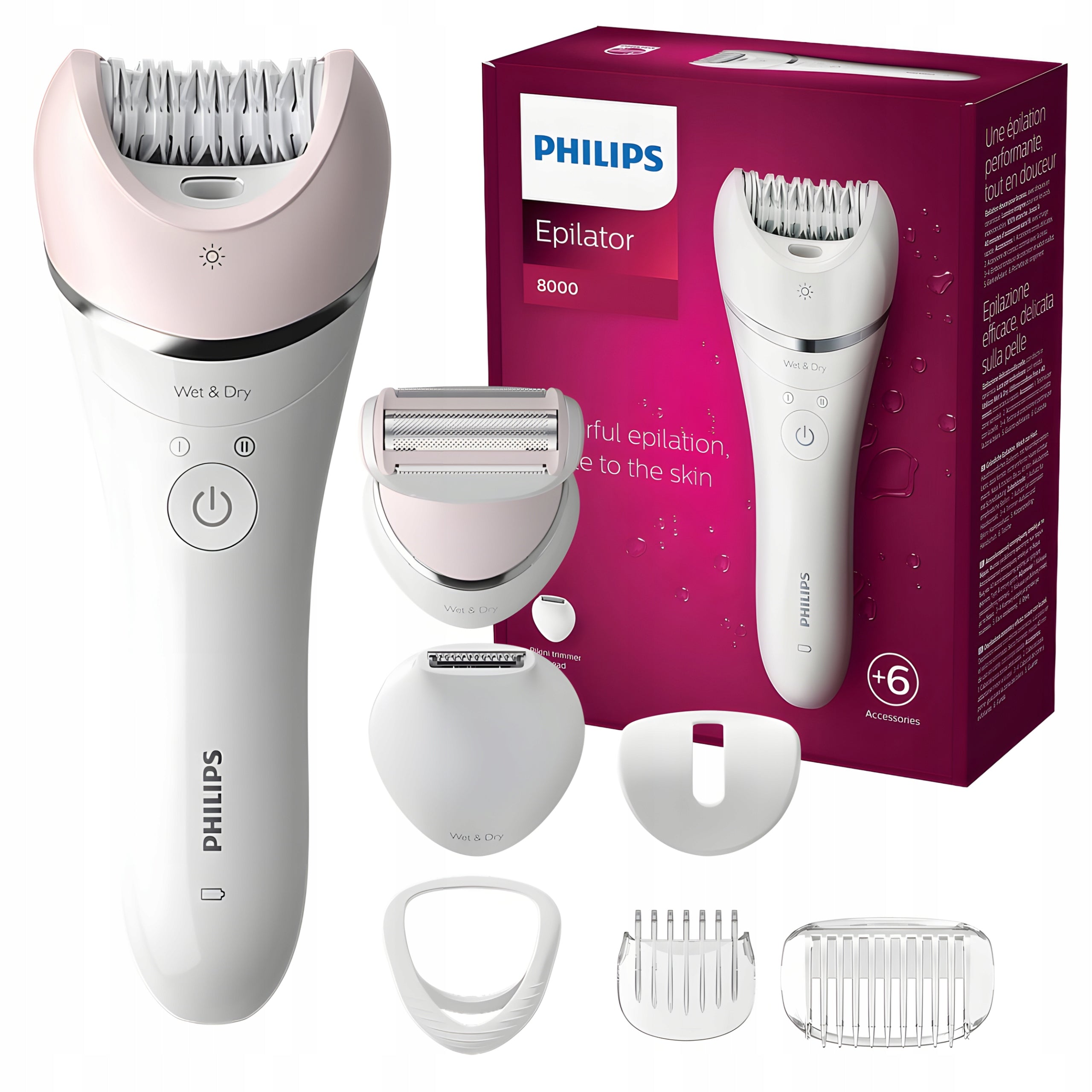 Philips Series 8000 BRE721/00 Epilator Wet&Dry Trimmer Bikini Case