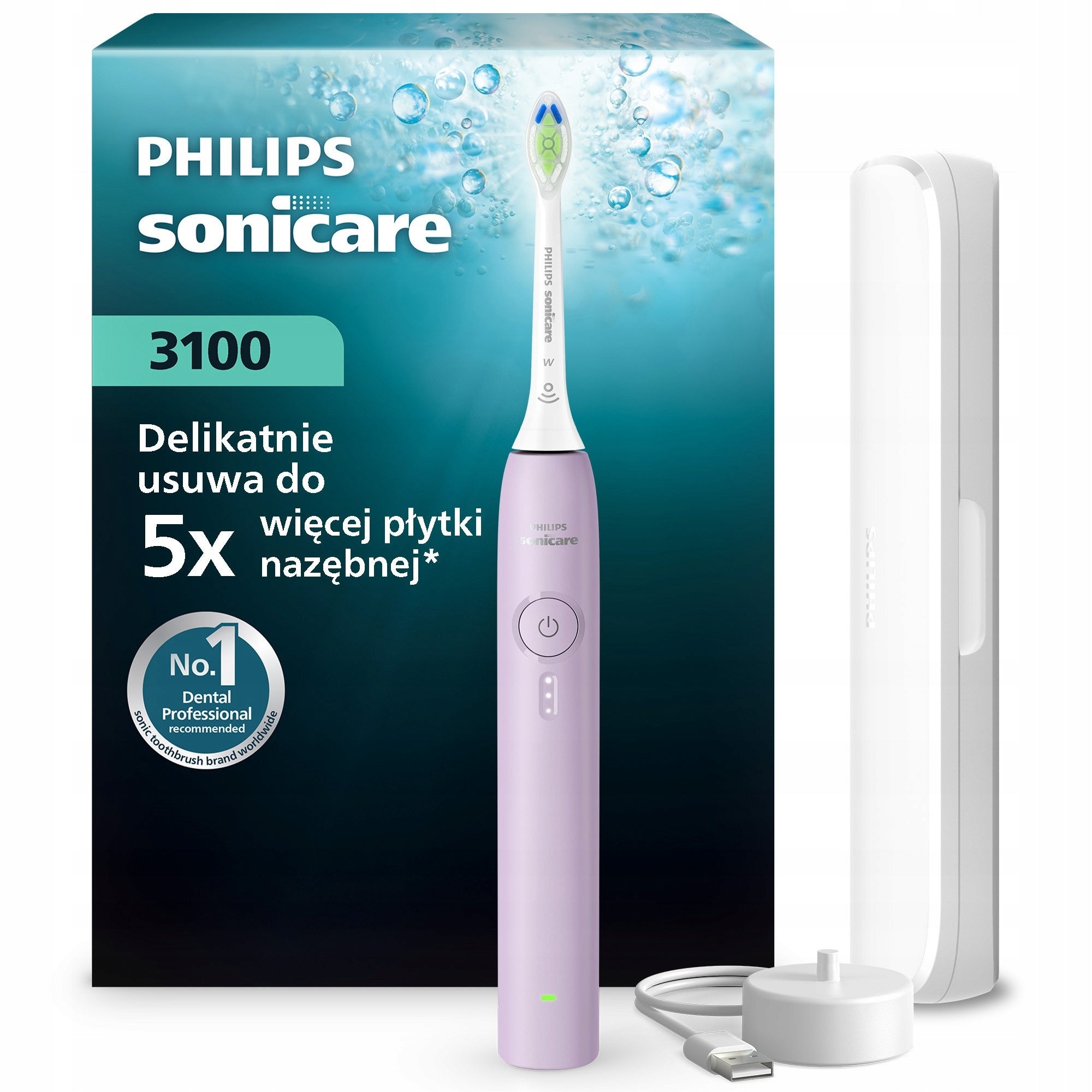 Philips Sonicare 3100 sonic toothbrush lilac travel case HX4033/27