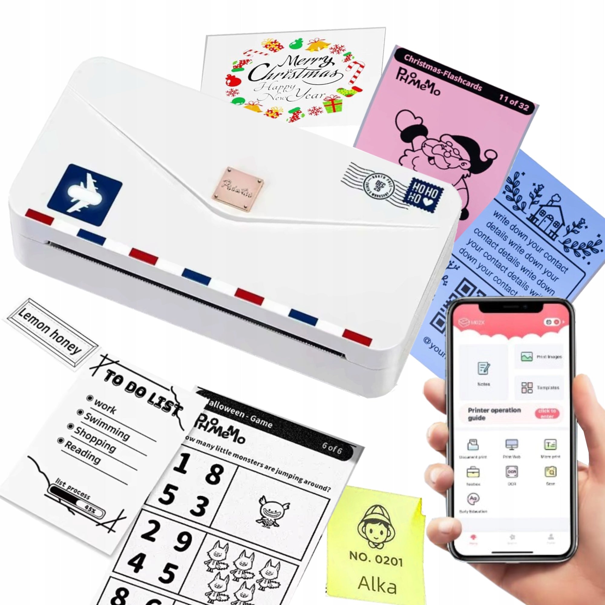 Phomemo M04AS 300DPI Portable Thermal Printer Photos Learn Notes 110mm