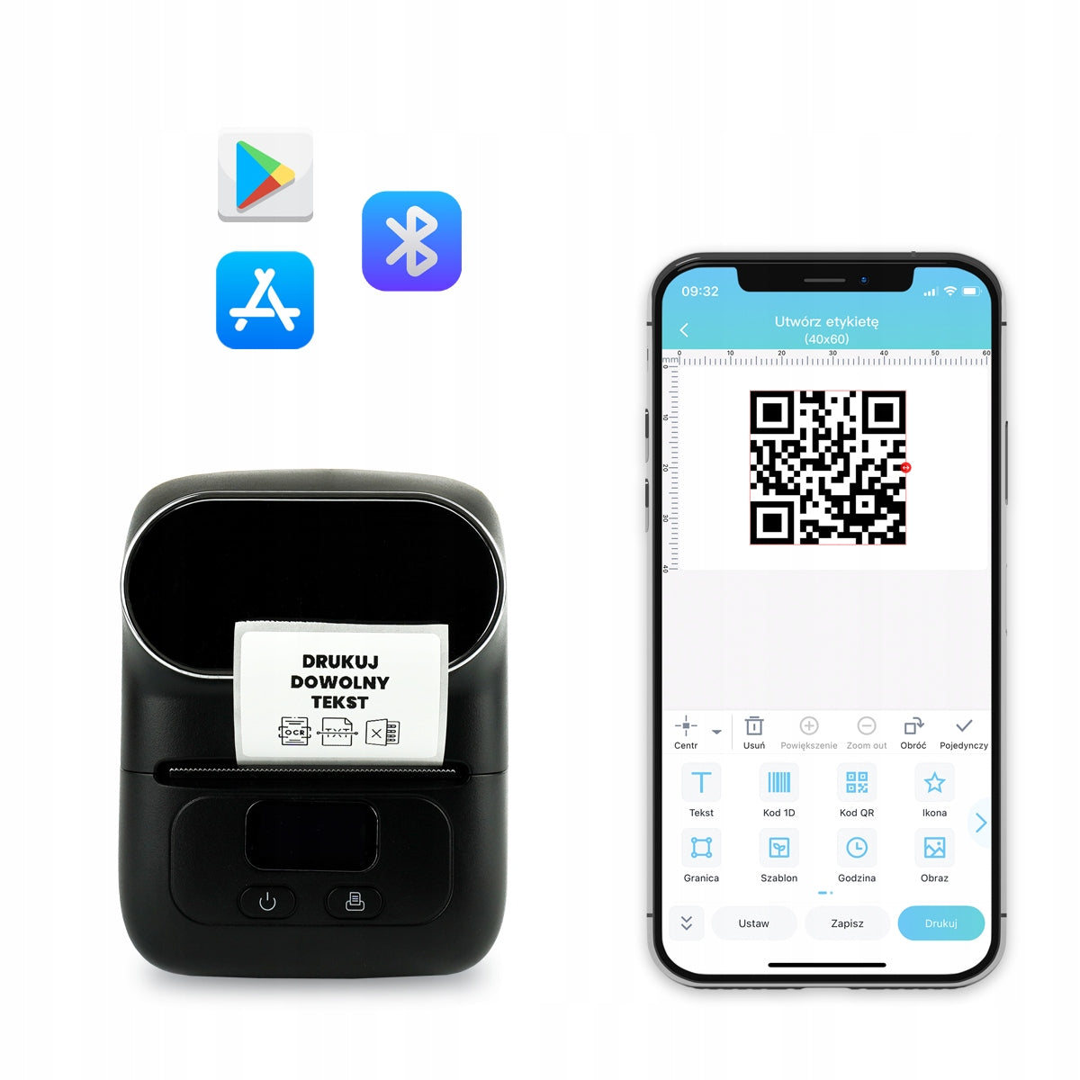 Phomemo M110 mini thermal printer self-adhesive sticker labels BLACK Packaging status original