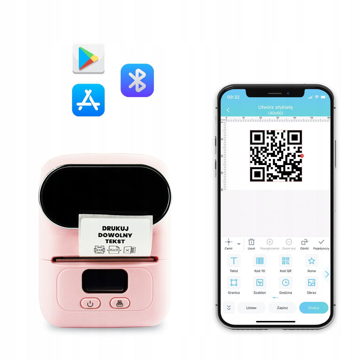 Phomemo M110 thermal printer self-adhesive labels pink with Bluetooth Packaging status original